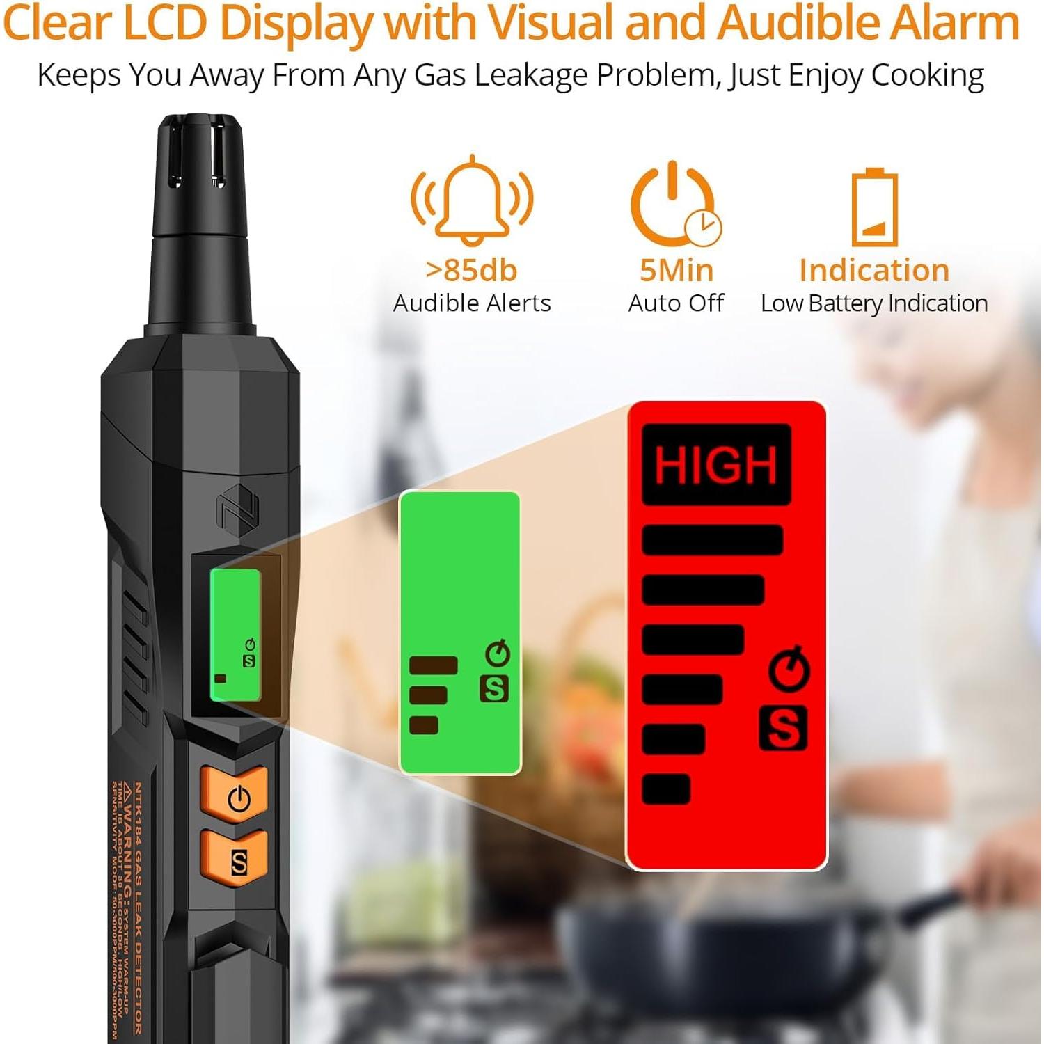 Detector de Fugas de Gas Neoteck NTK184 Portátil con Alarma