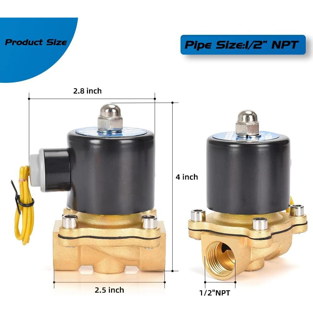 Válvula Solenoide Eléctrica CGELE 12V 1/2" Latón Normalmente Cerrada