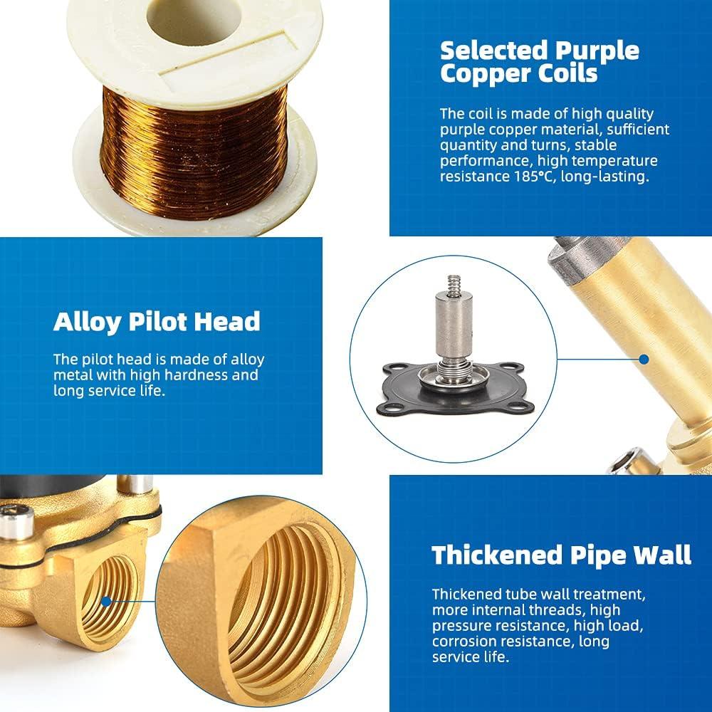 Válvula Solenoide Eléctrica CGELE 12V 1/2" Latón Normalmente Cerrada