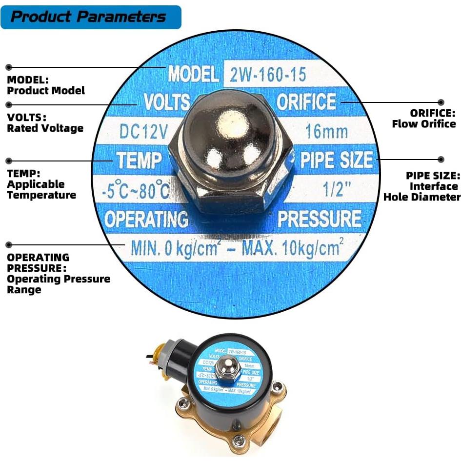 Válvula Solenoide Eléctrica CGELE 12V 1/2" Latón Normalmente Cerrada