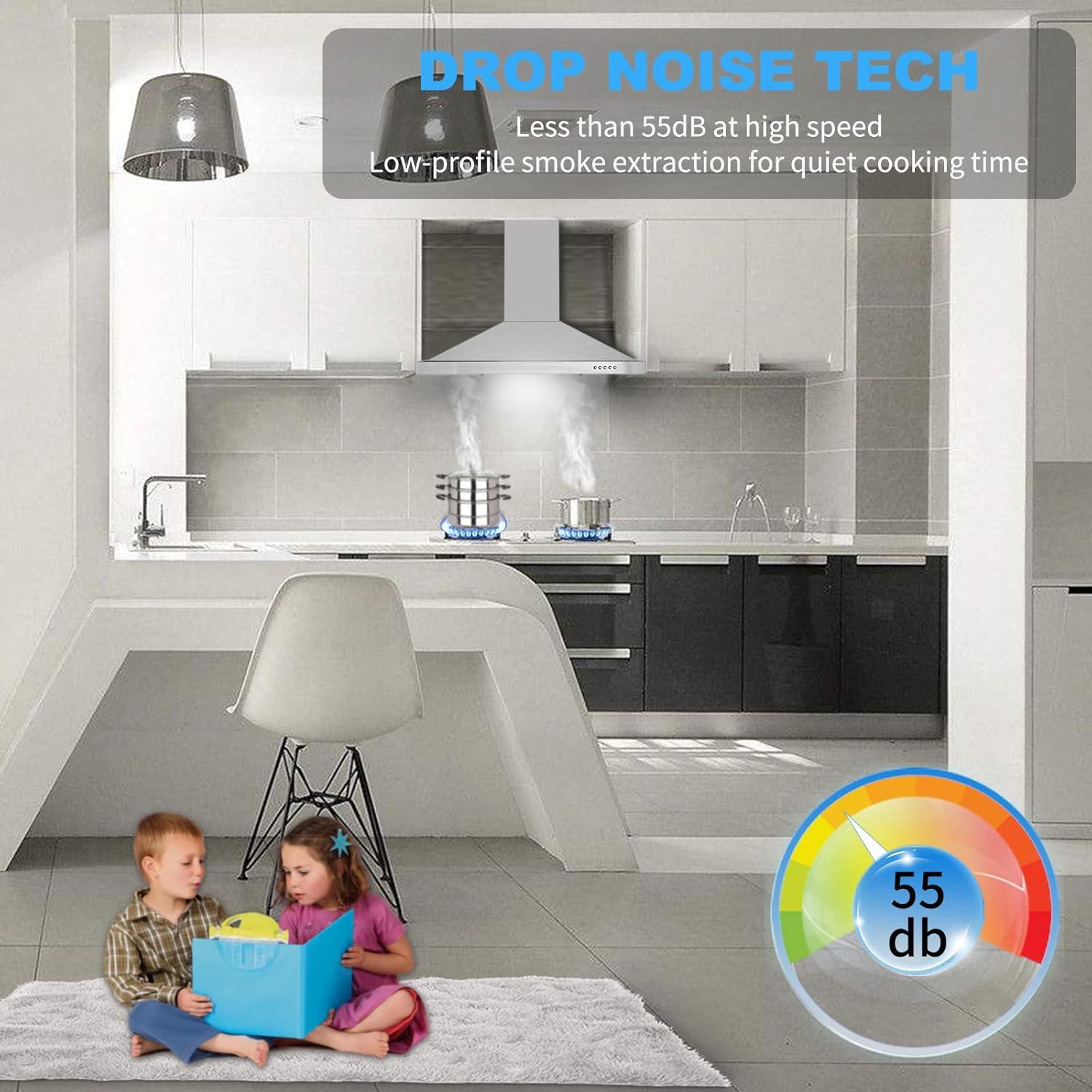 Campana Extractora de Pared Tieasy 91 cm Acero Inoxidable 450 CFM