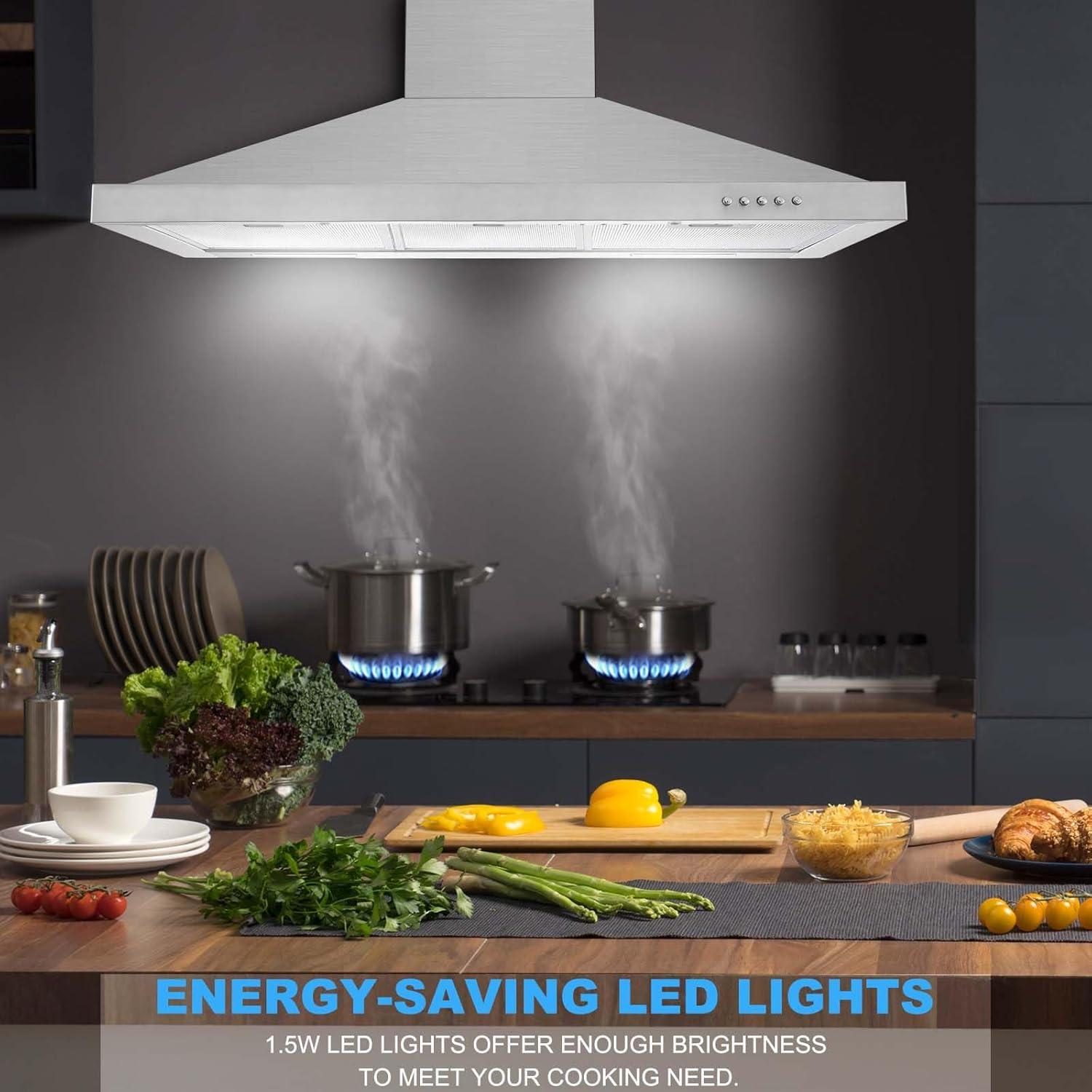 Campana Extractora de Pared Tieasy 91 cm Acero Inoxidable 450 CFM