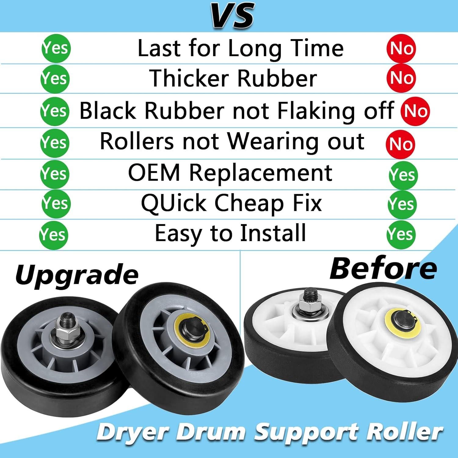 Rodillo de soporte tambor secador Valchoose 2 Pack 303373