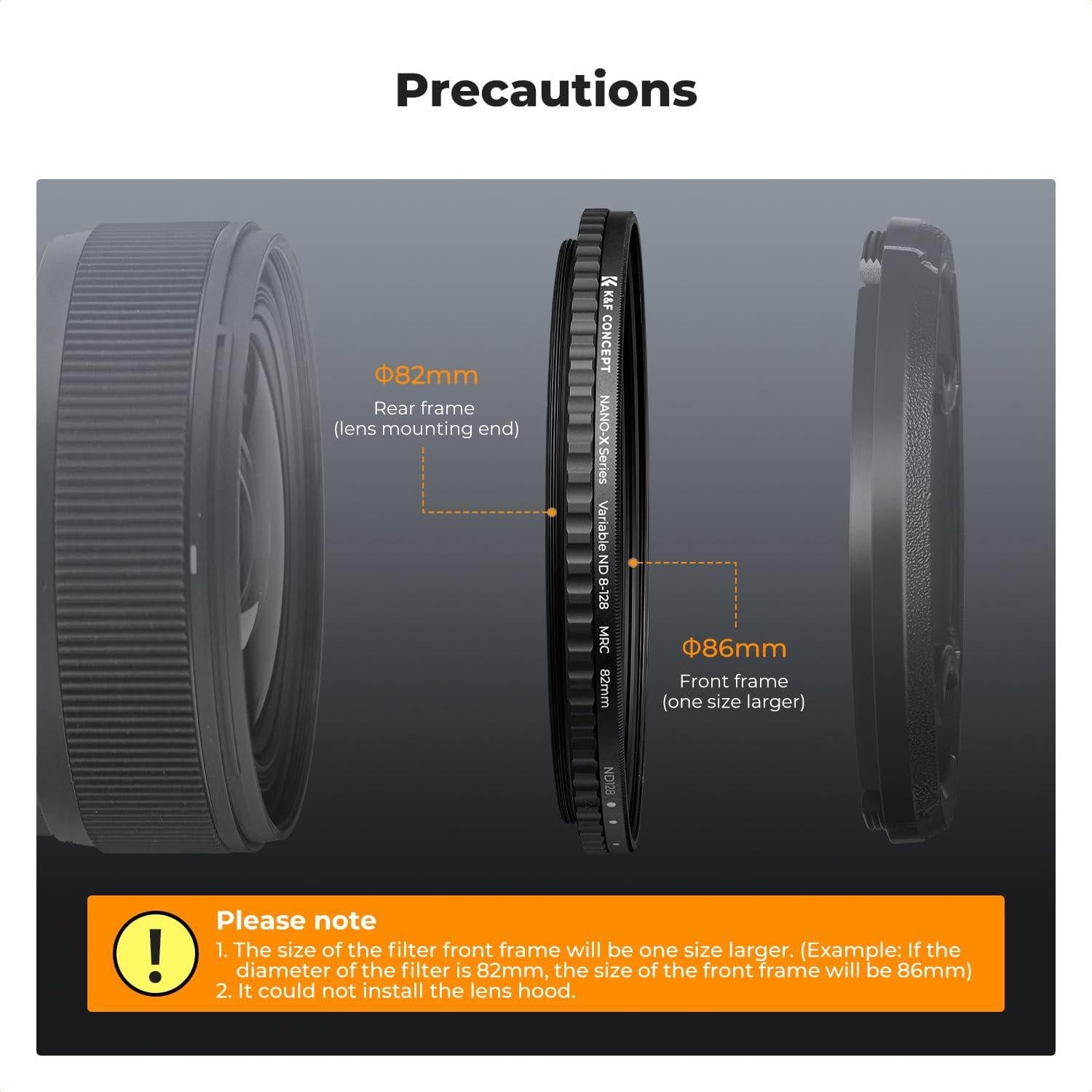 Filtro ND Variable K&F Concept 37mm Nano-X a Prueba de Agua