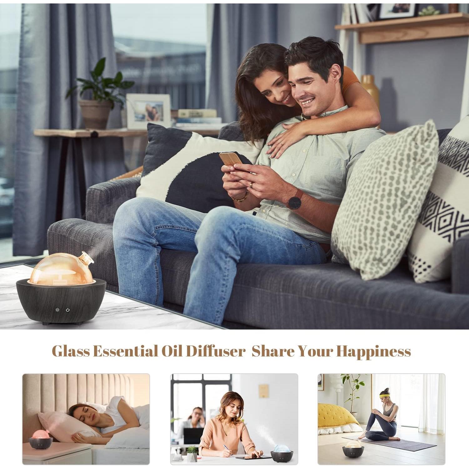 Difusor de Aceite Esencial HSLZOMI 280ml con Luz LED y Apagado Automático