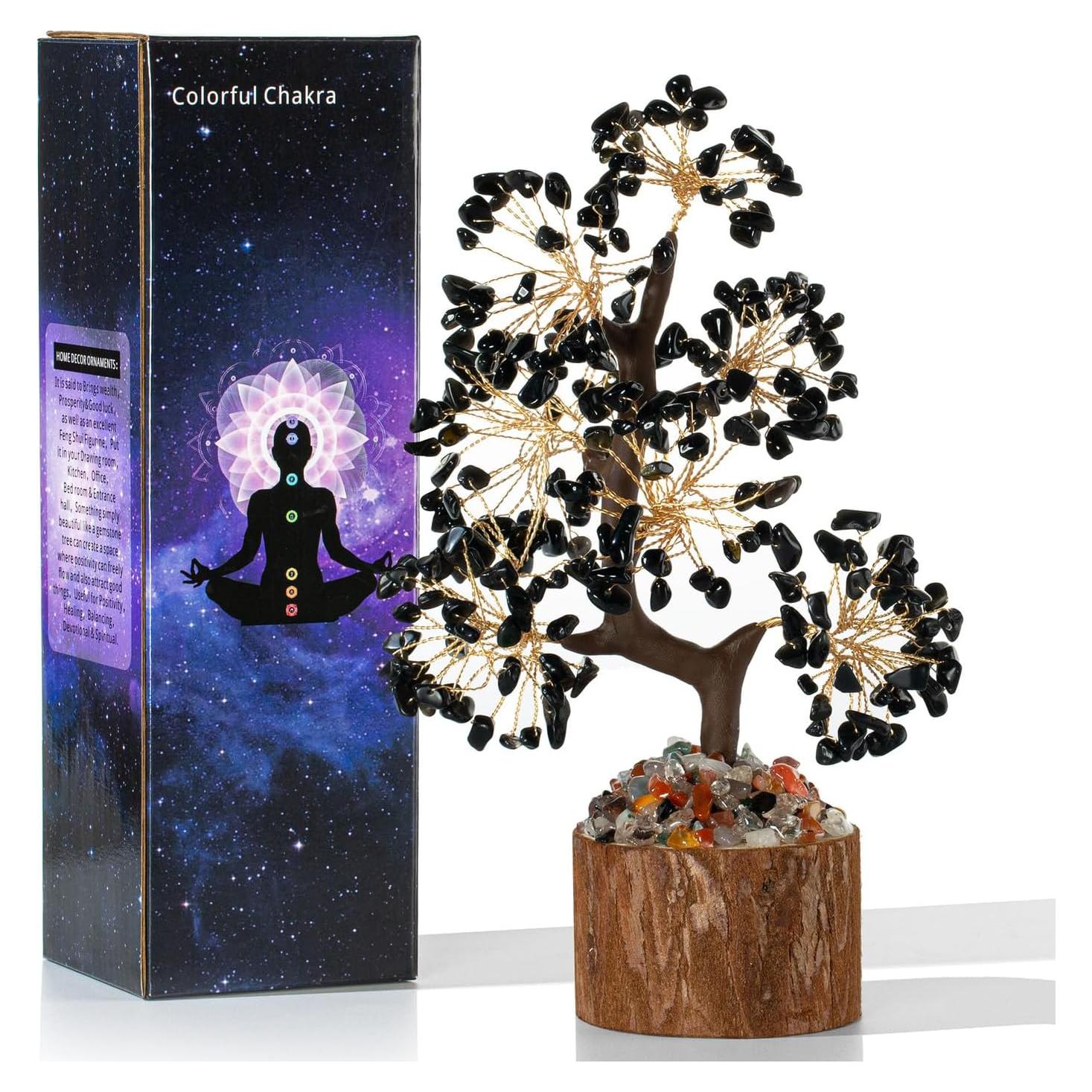 Árbol de Vida de Cristal de Obsidiana Negra MAIBAOTA 22.86 cm