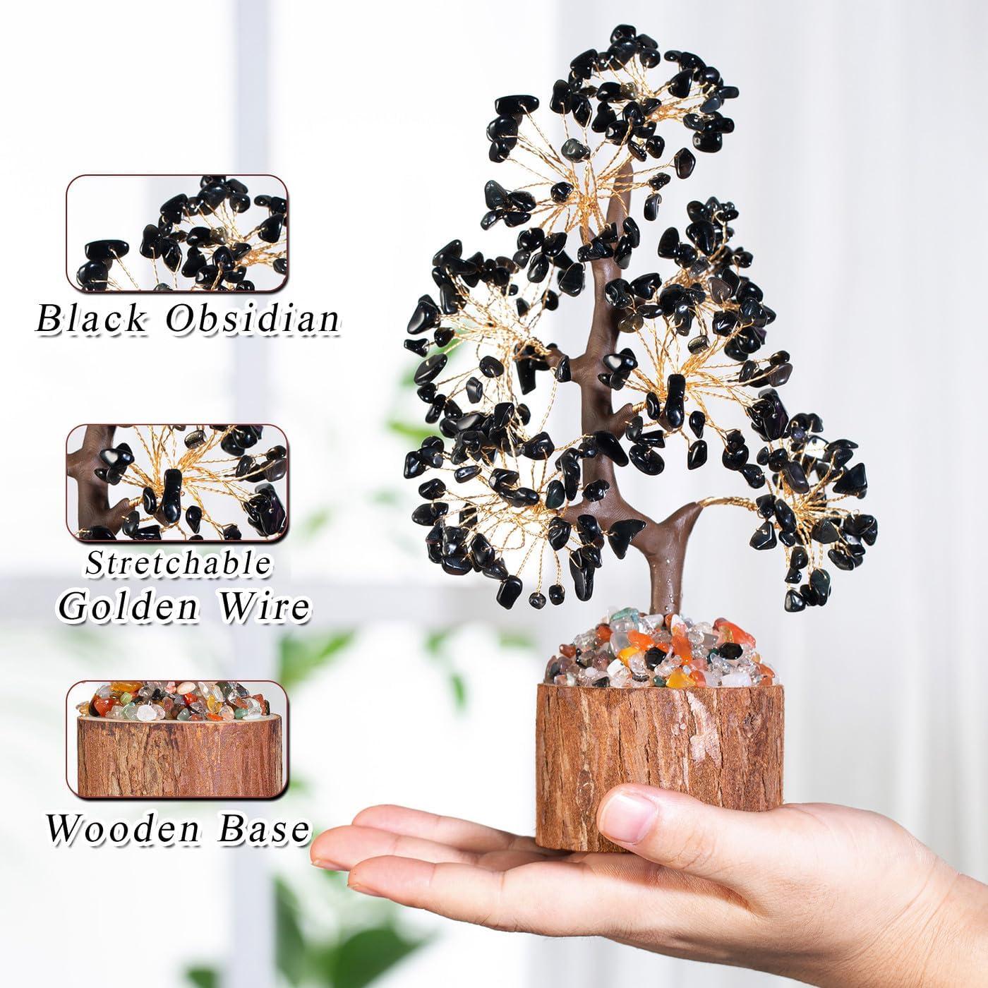 Árbol de Vida de Cristal de Obsidiana Negra MAIBAOTA 22.86 cm