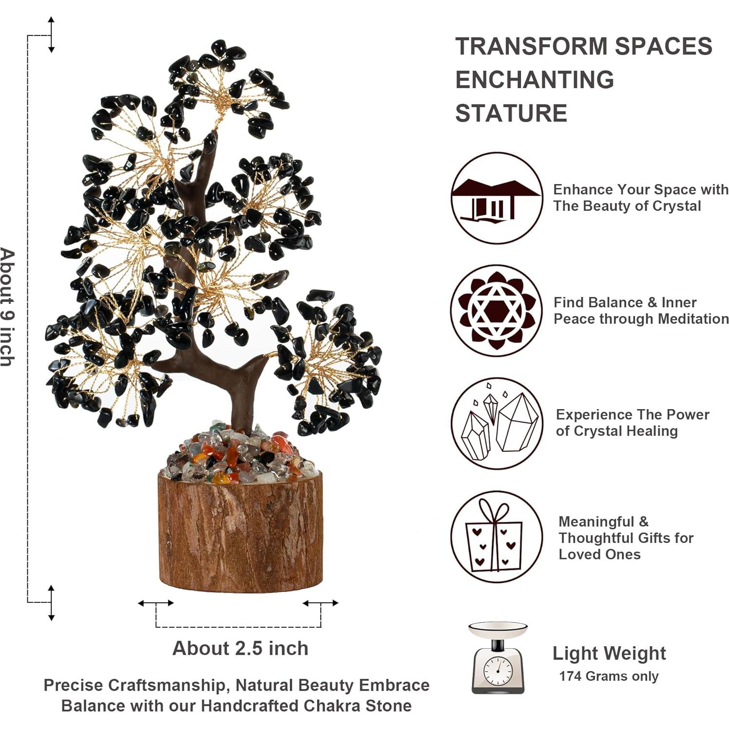 Árbol de Vida de Cristal de Obsidiana Negra MAIBAOTA 22.86 cm