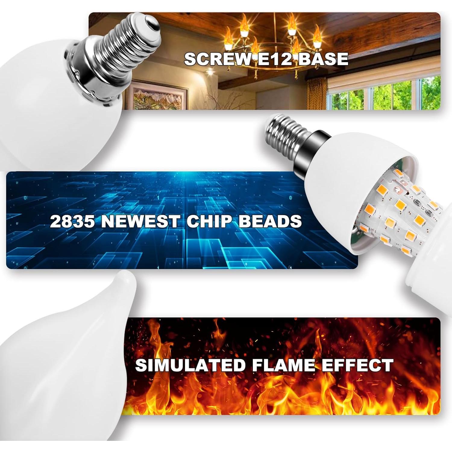 Bombillas LED E12 Efecto Llama Kestnsee - 2 Paquete 3W