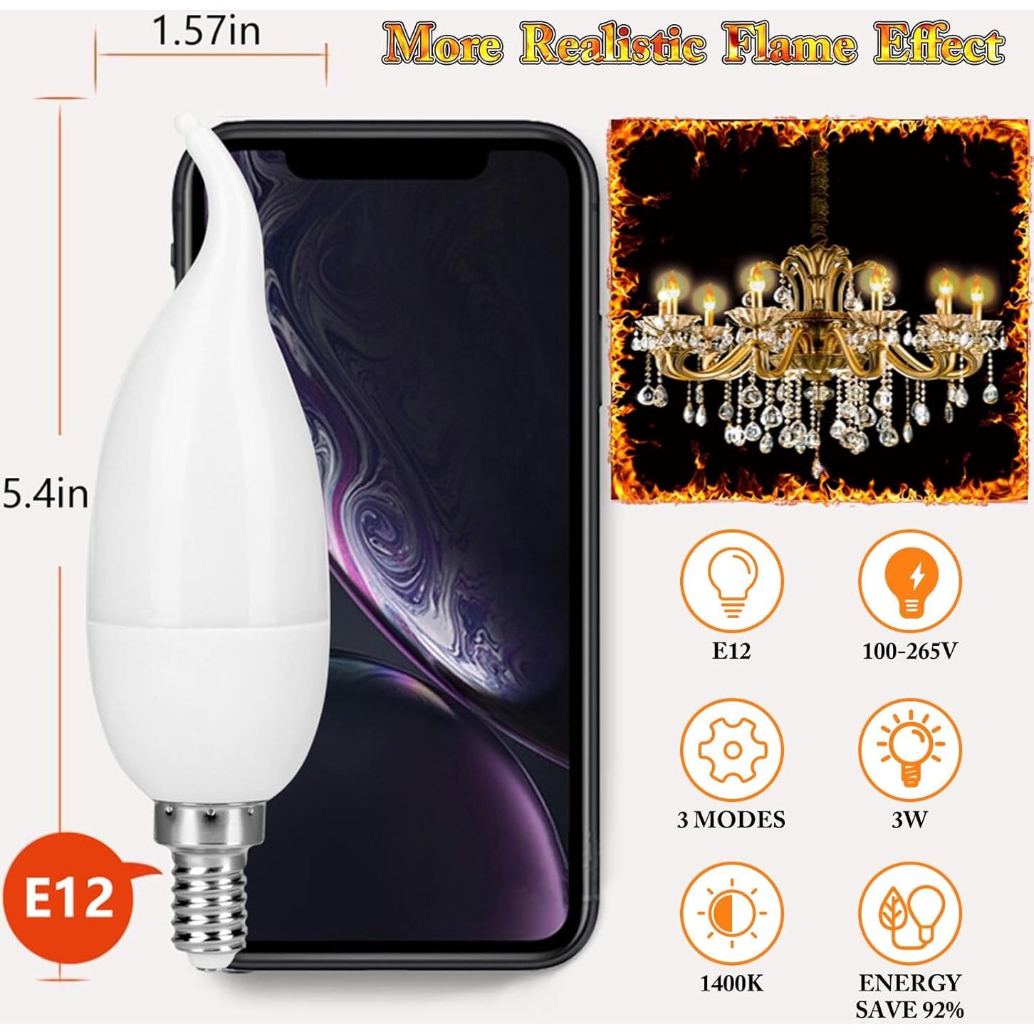 Bombillas LED E12 Efecto Llama Kestnsee - 2 Paquete 3W