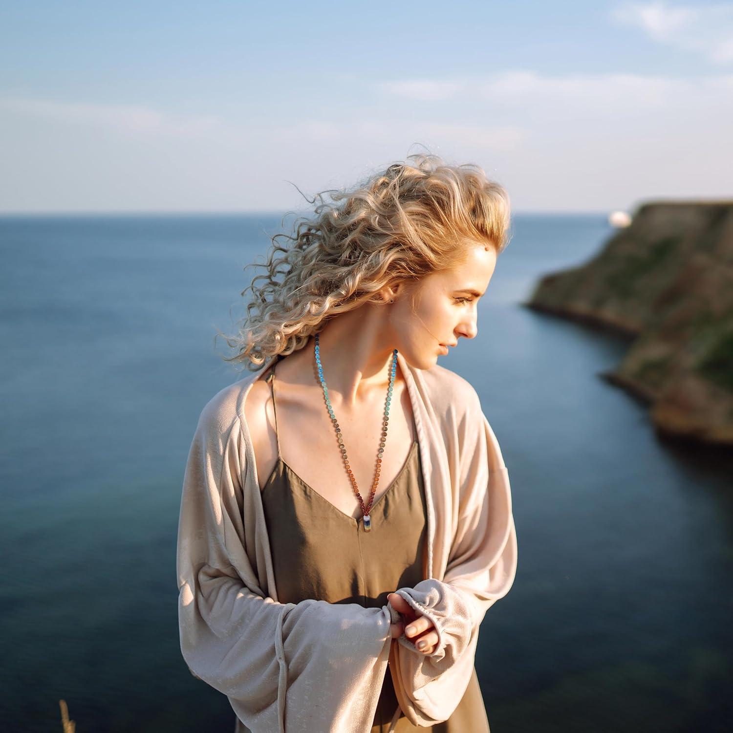 Collar Mala 108 Cuentas COAI 7 Chakras Hecho a Mano 86cm