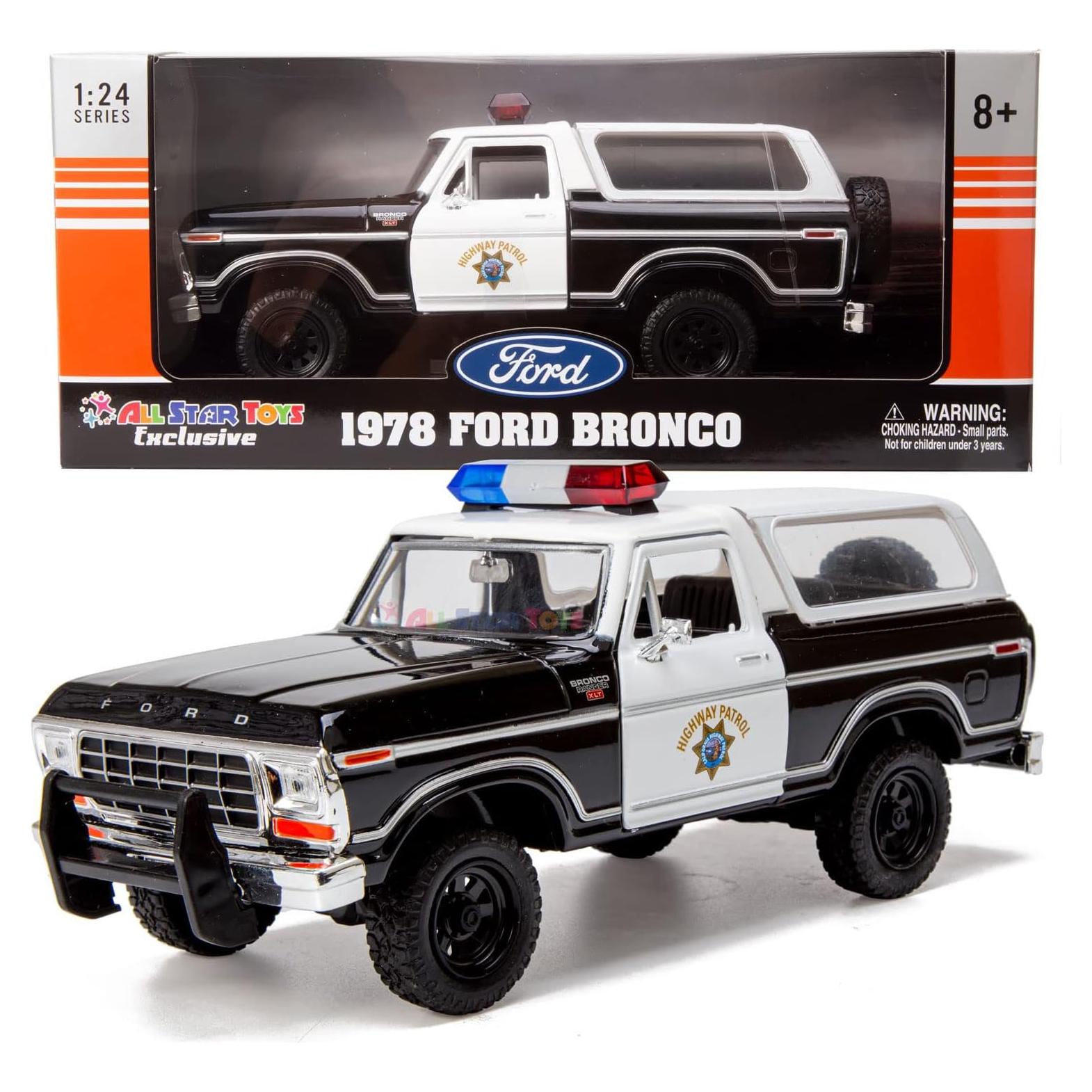 Modelo Coche Diecast 1:24 Ford Bronco 1978 Policía CHP All Star Toys