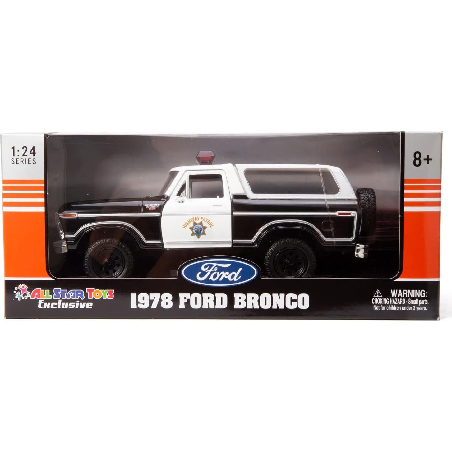 Modelo Coche Diecast 1:24 Ford Bronco 1978 Policía CHP All Star Toys