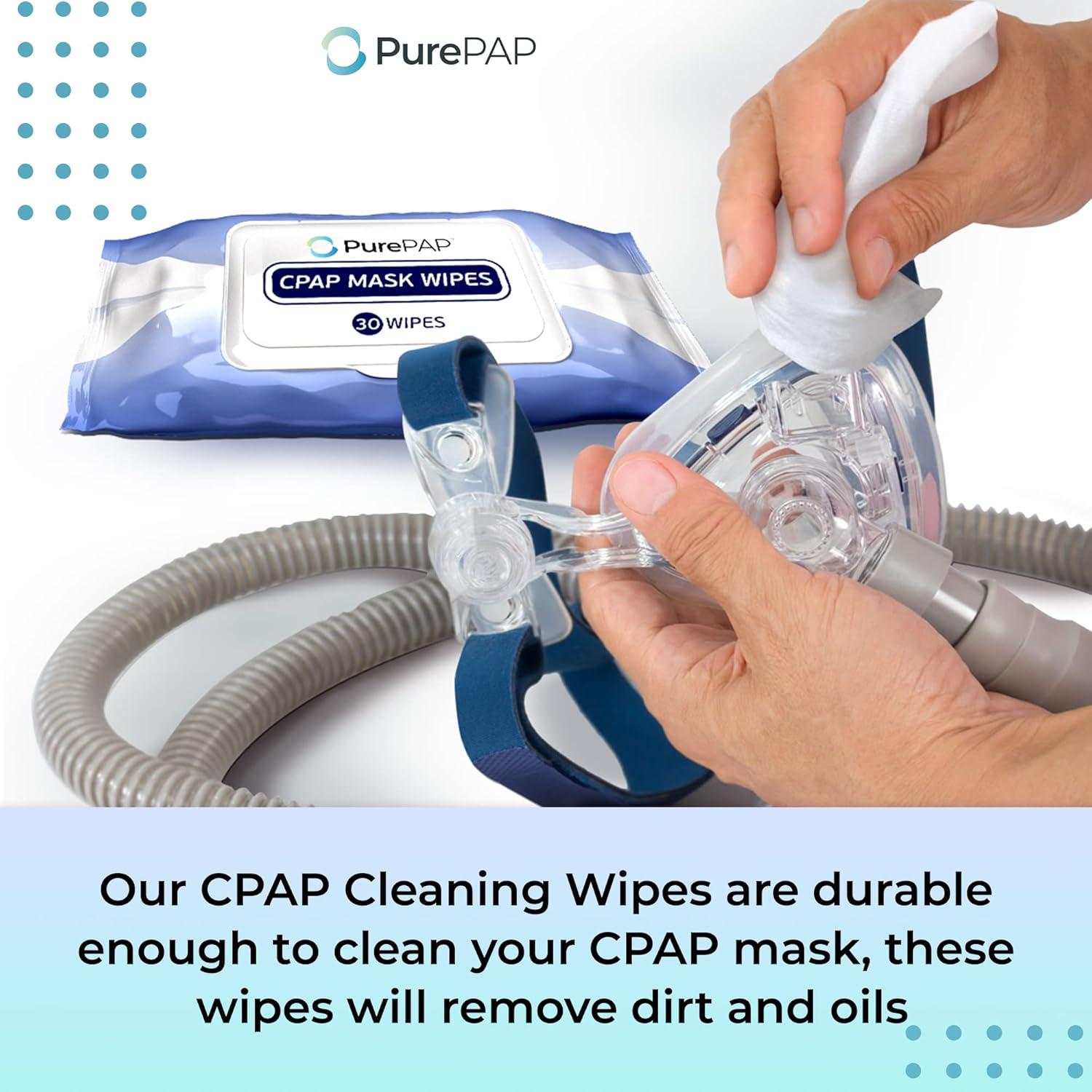 Toallitas de limpieza CPAP PurePap - 30 hojas de algodón 100%