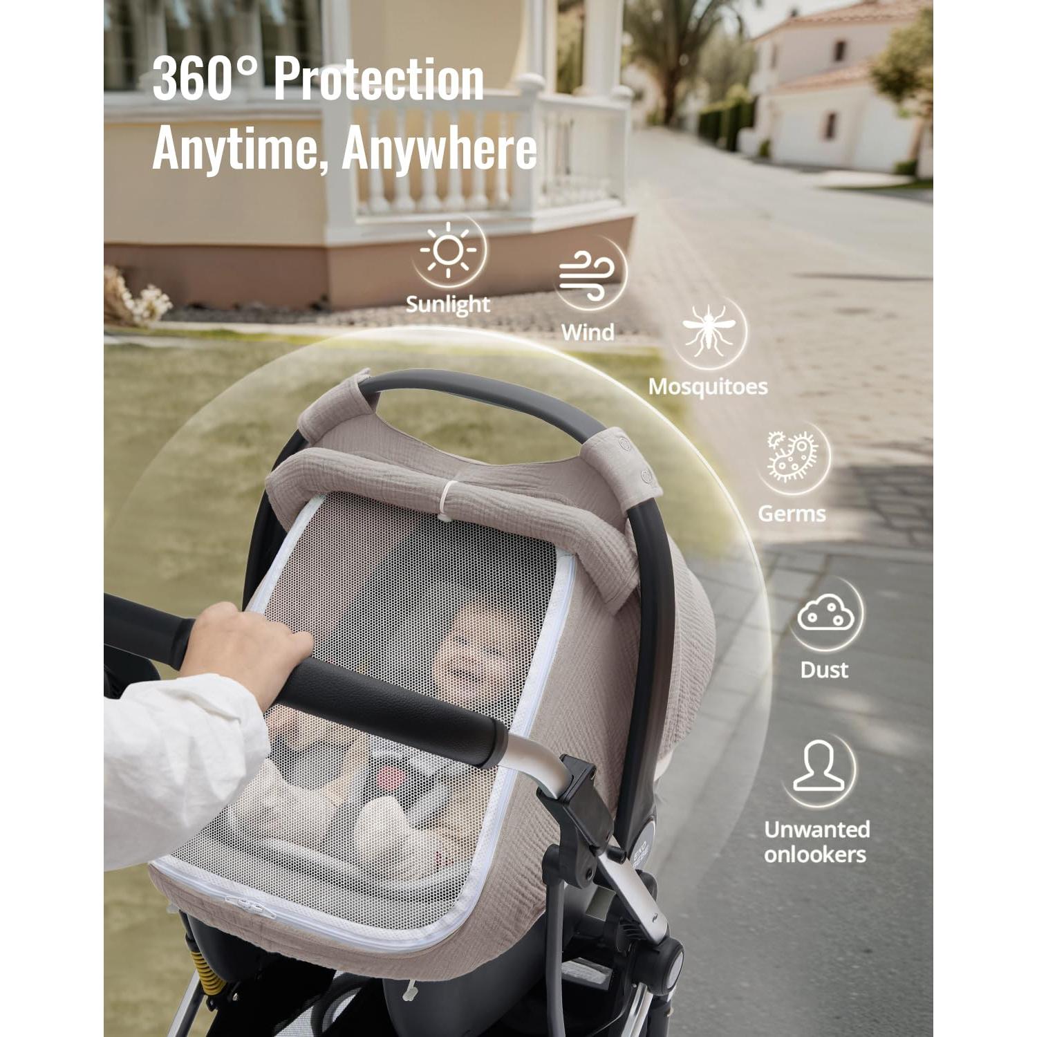 Cubierta para Asiento de Auto Bebé Blissful Diary, Algodón Muselina Gris