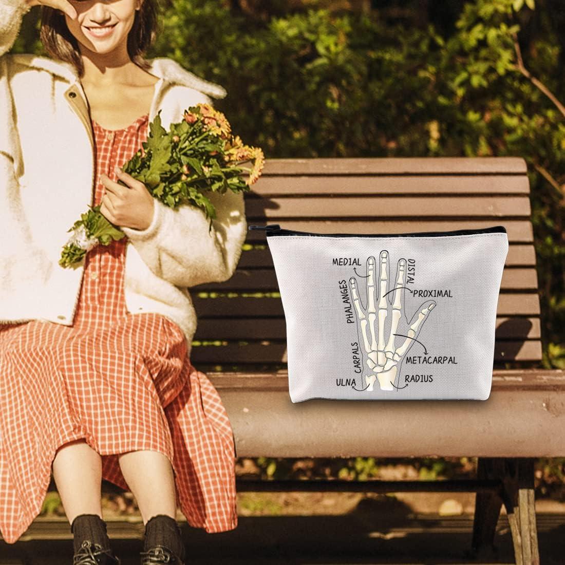 Bolsa de Maquillaje Cosmético PWHAOO Anatomía de la Mano 23x17cm