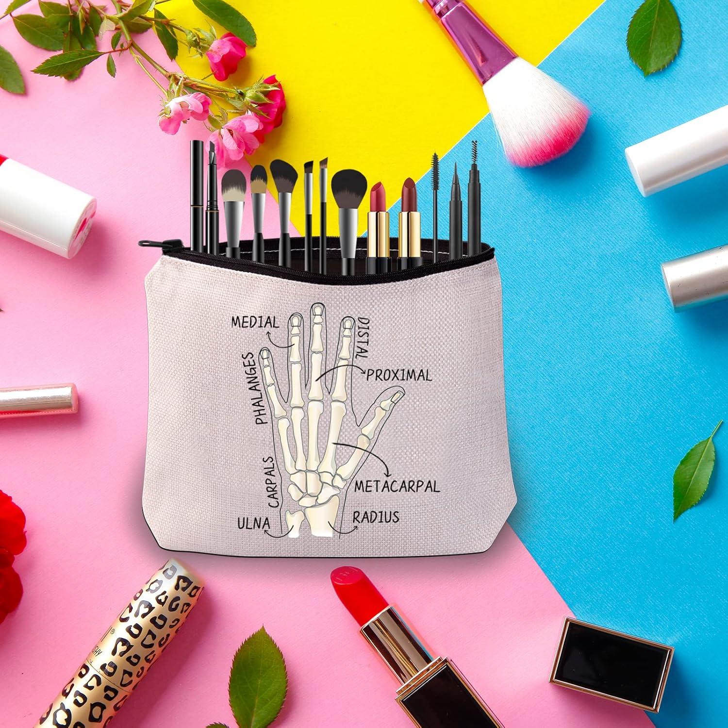 Bolsa de Maquillaje Cosmético PWHAOO Anatomía de la Mano 23x17cm