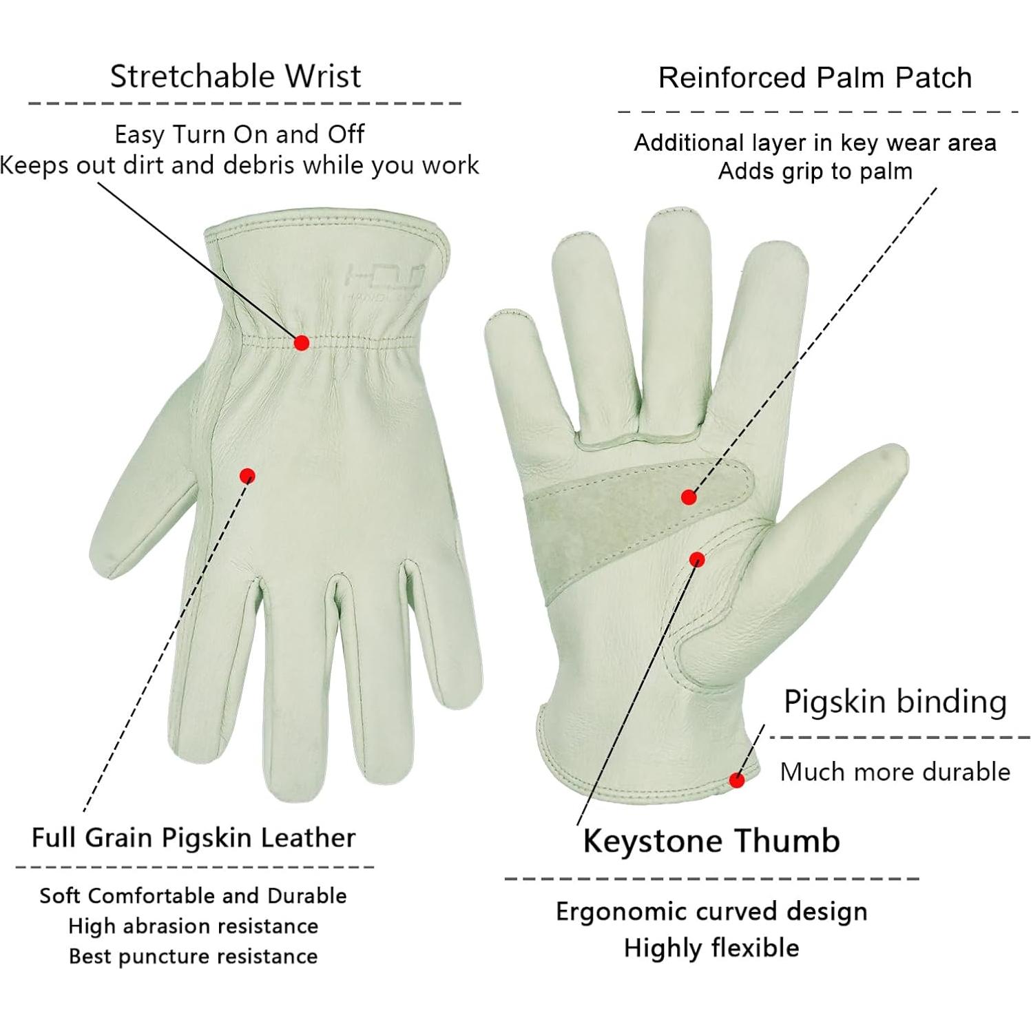 Guantes de trabajo de cuero HLDD HANDLANDY unisex 25.4x8.1cm