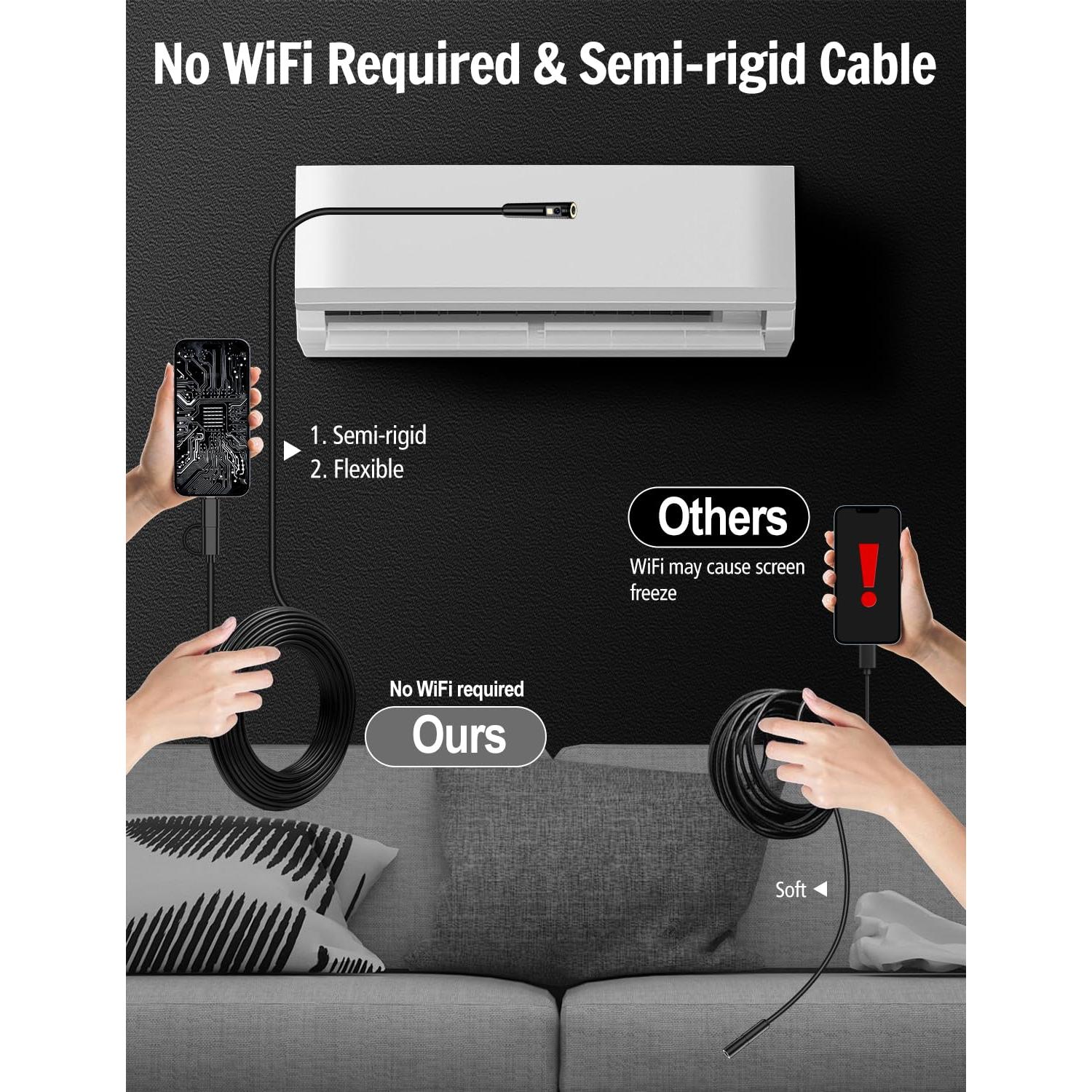 Cámara Endoscópica Doble Lente Ferdiiz 1920P HD 5m IP67