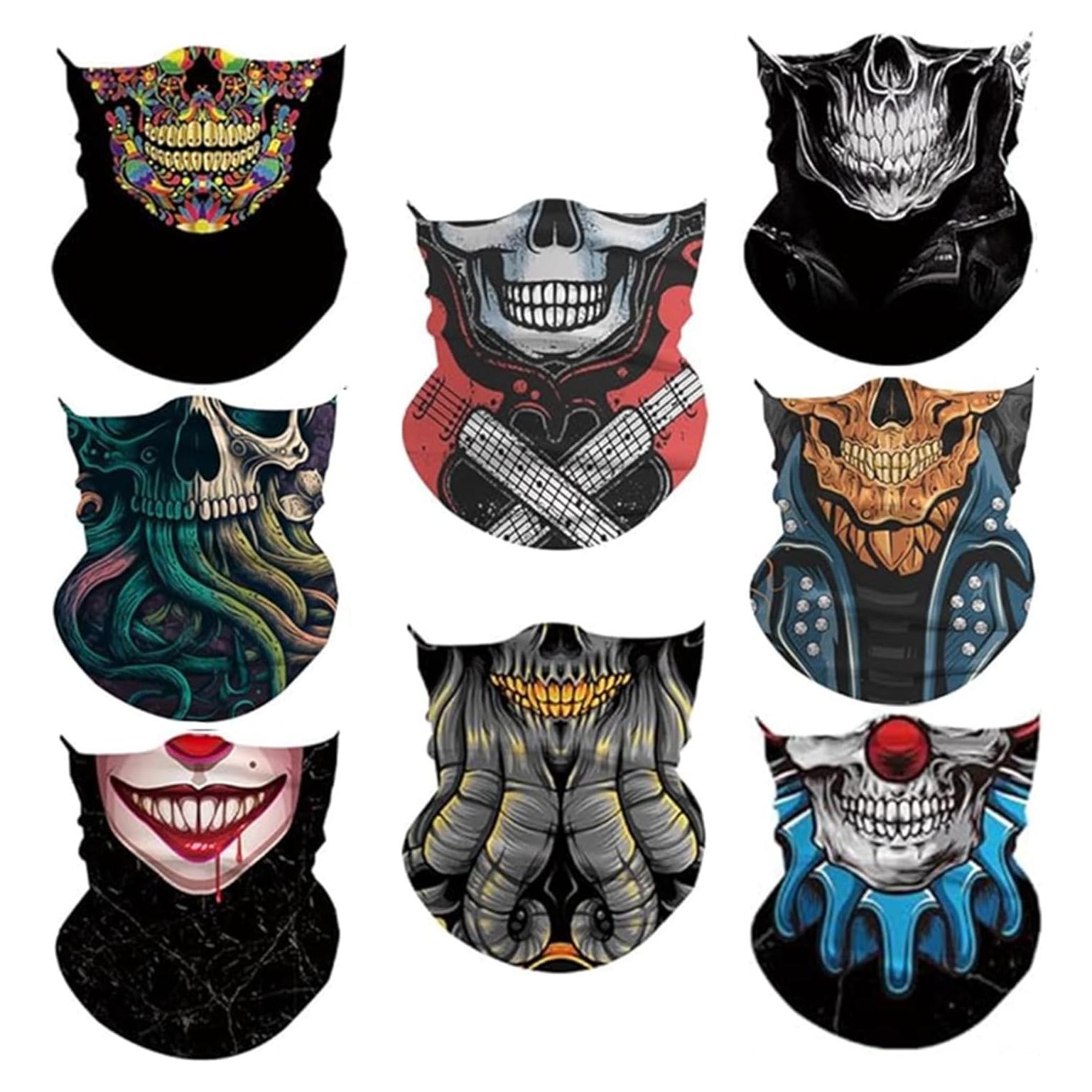 8 Piezas Bufandas Multifuncionales Negras para Adultos