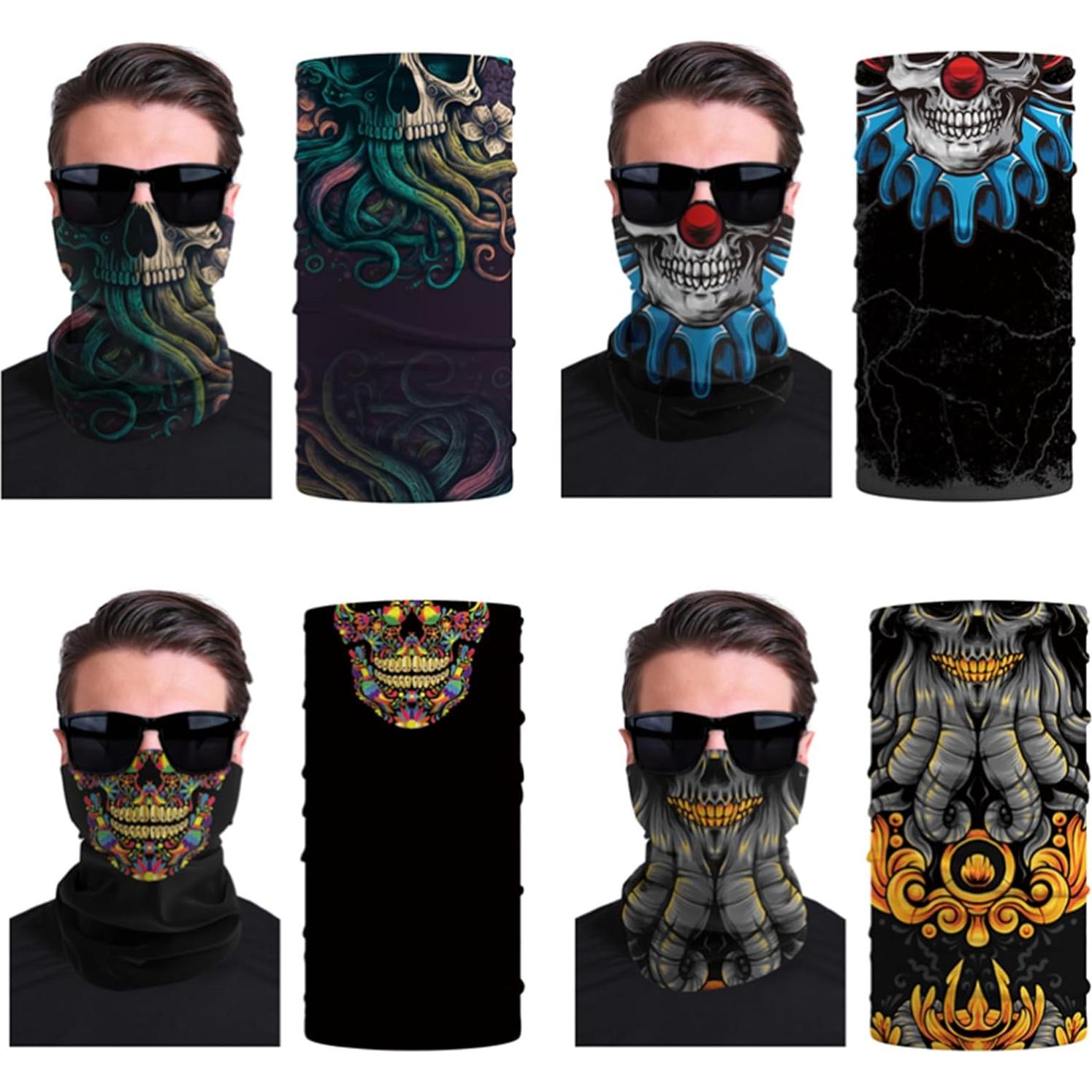 8 Piezas Bufandas Multifuncionales Negras para Adultos