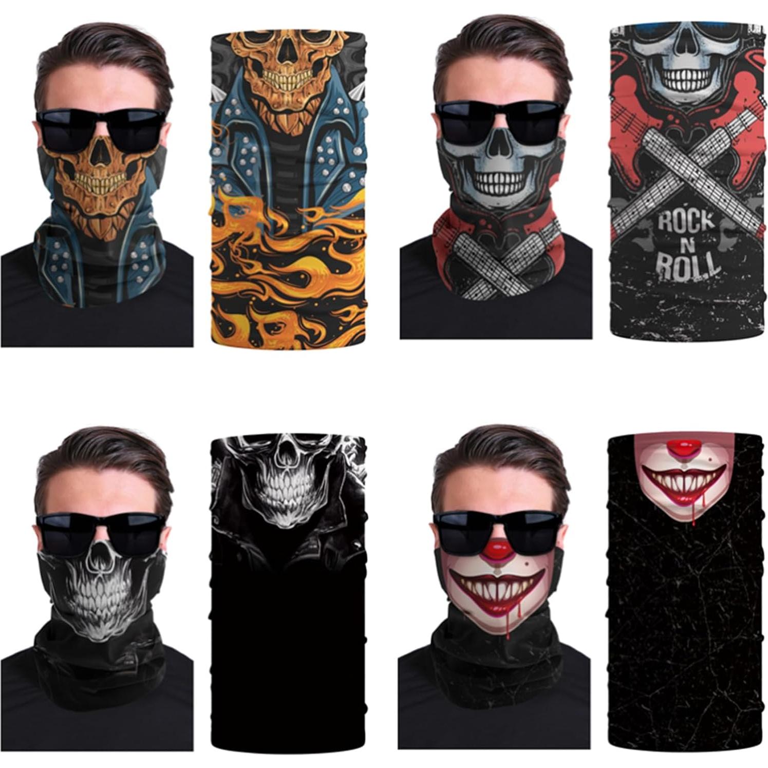 8 Piezas Bufandas Multifuncionales Negras para Adultos