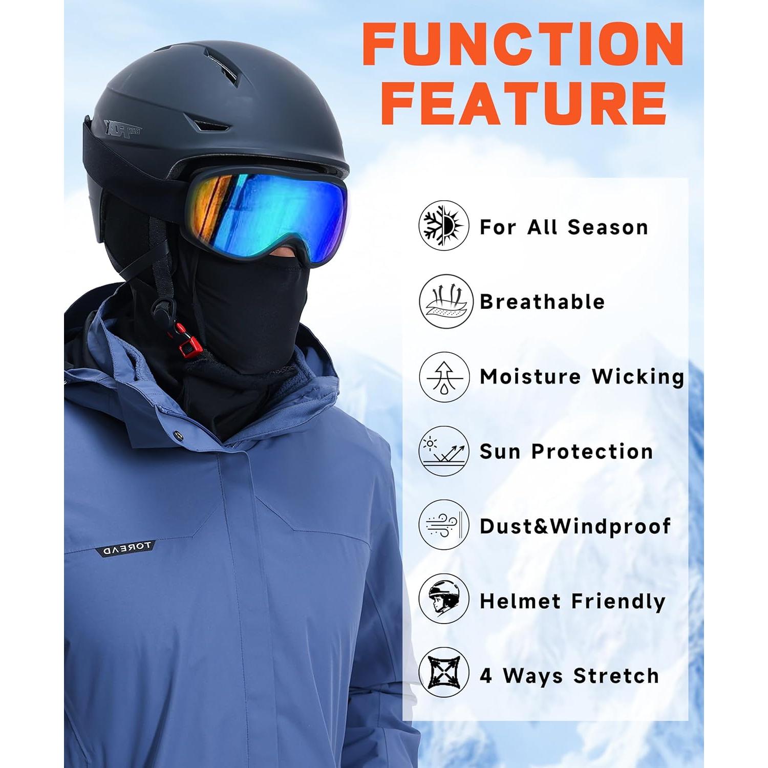 Máscara Balaclava Negra para Esquí y Motociclismo Unisex