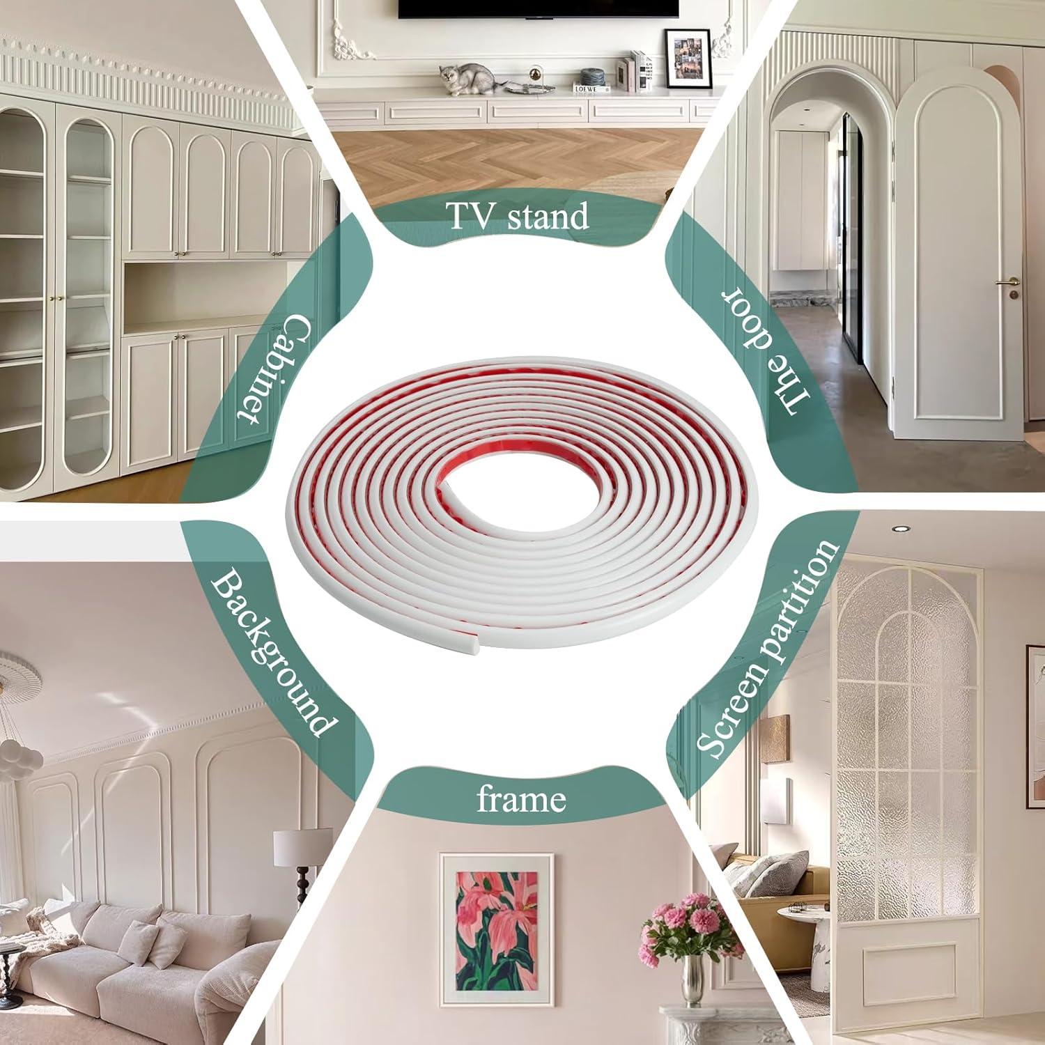 Moldura Flexible Autoadhesiva PVC Blanca 0.39CM x 3.05M