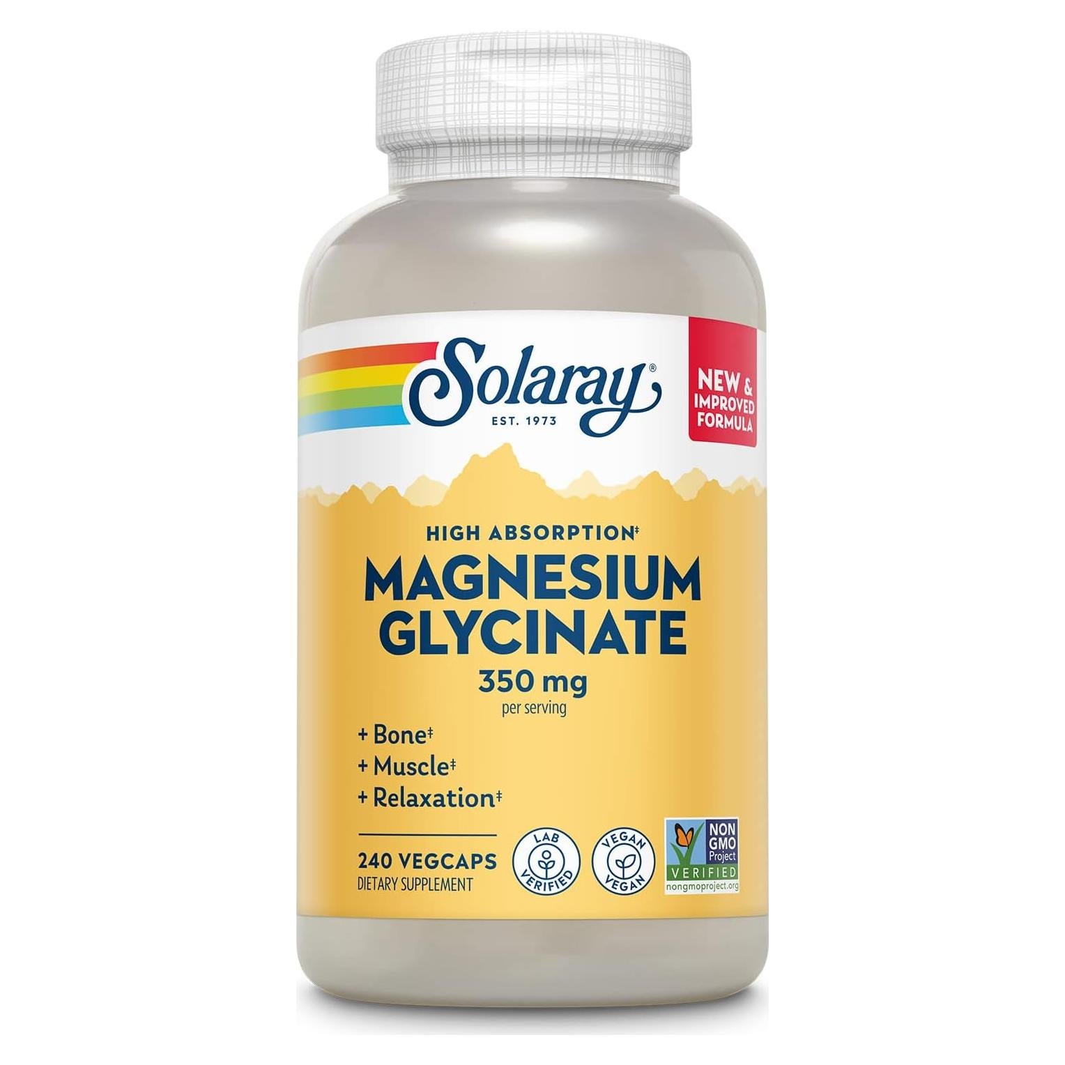 Magnesio Glicinato Solaray 350mg con BioPerine 240 VegCaps