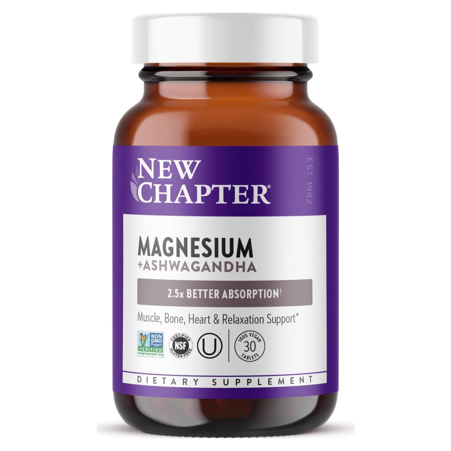 Suplemento de Magnesio Glicinato New Chapter 325 mg 30 cápsulas