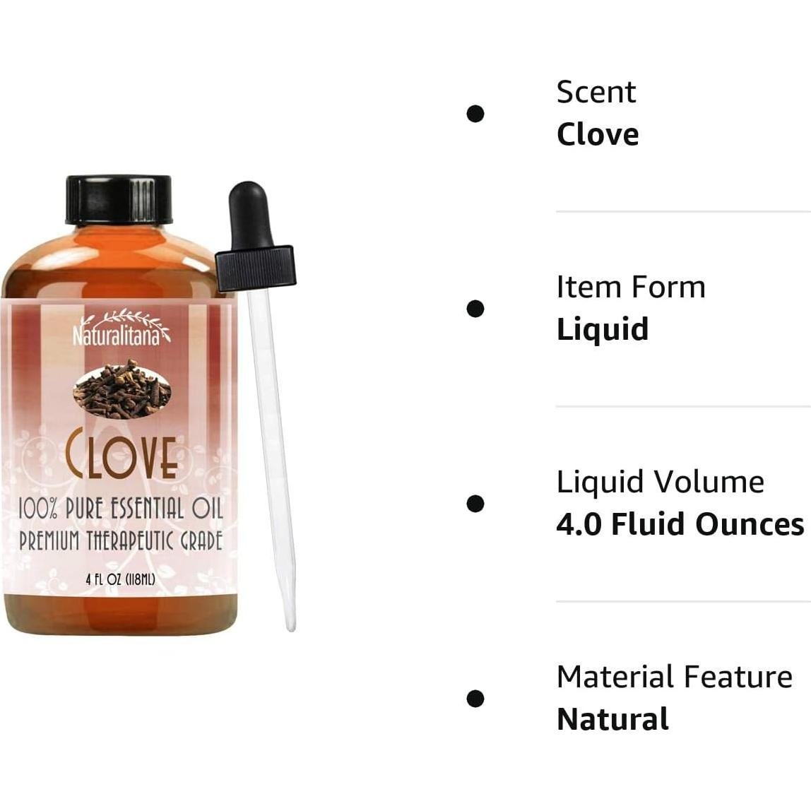 Aceite Esencial de Clavo Naturalitana 118 ml para Aromaterapia