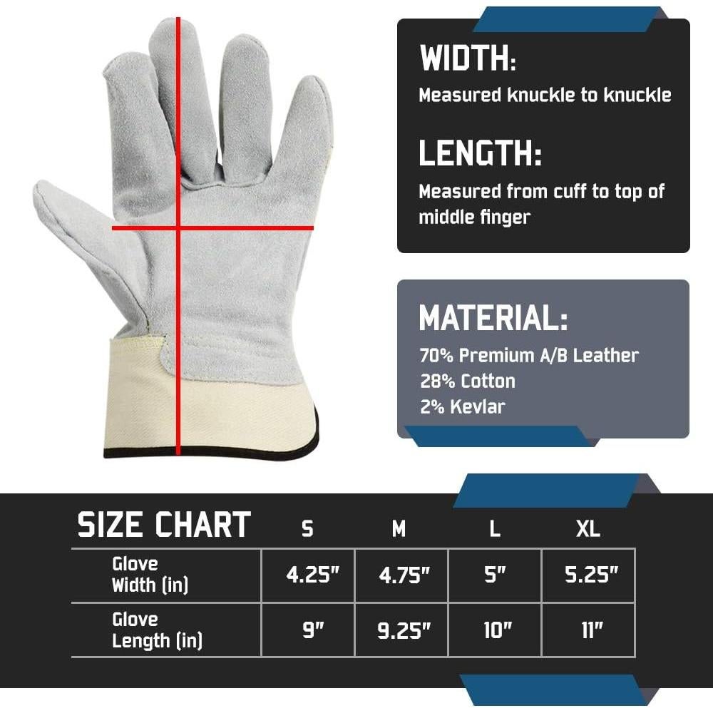 Guantes de Trabajo Glove Station de Cuero con Puño Rubberizado