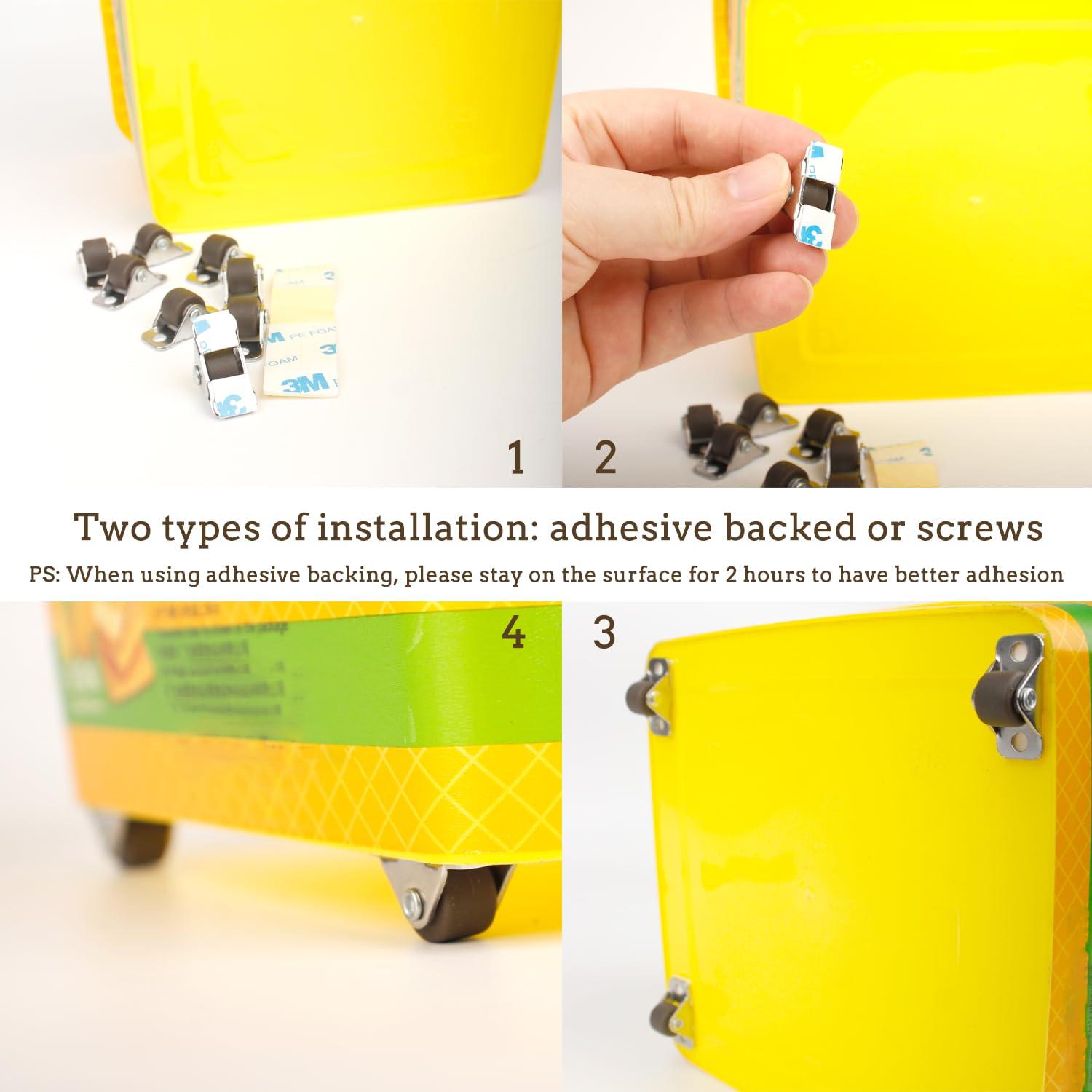 Ruedas Mini Caster WANLIAN 1.3 cm Adhesivo Paquete de 8