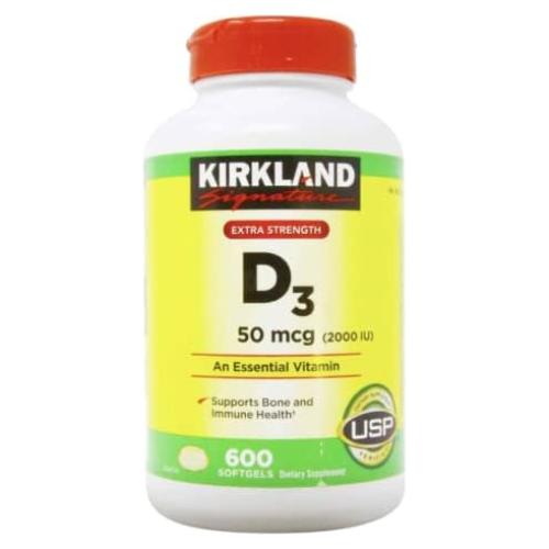 Vitamina D3 Extra Fuerte Kirkland 2000 UI 600 Gelatinas Blandas