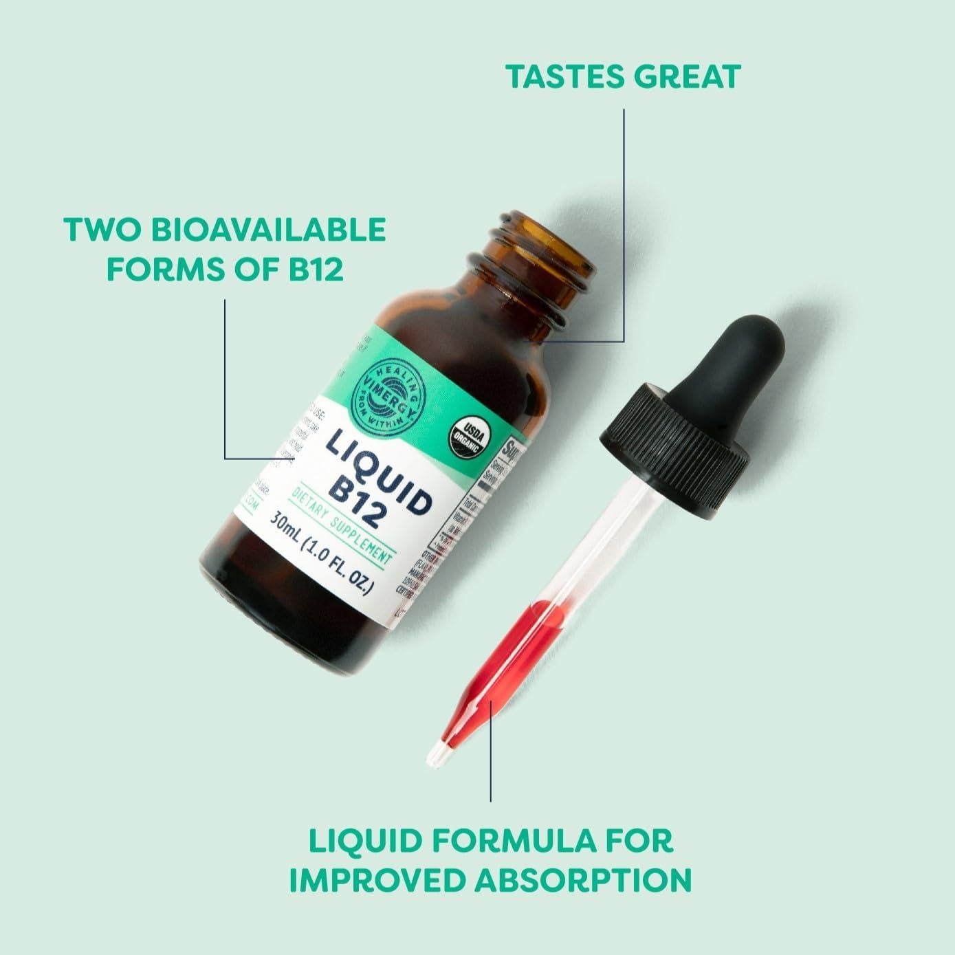 Suplemento Líquido de Vitamina B12 Orgánica Vimergy 30 mL