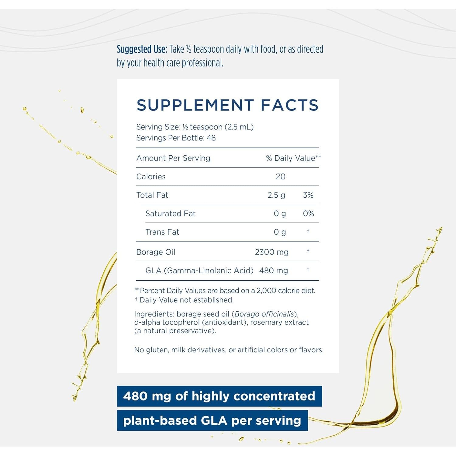 Aceite de Borraja Nordic Naturals 113g Omega-6 GLA Vegano