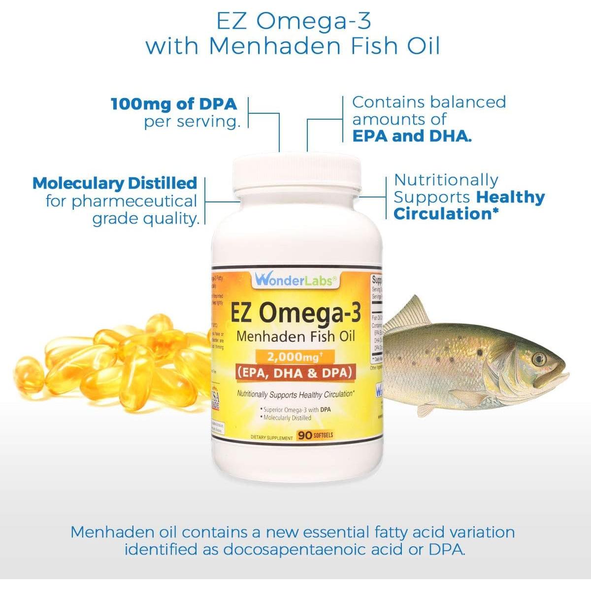 Aceite de Pescado Menhaden Omega-3 Wonder Labs 2000 mg 90 Cápsulas