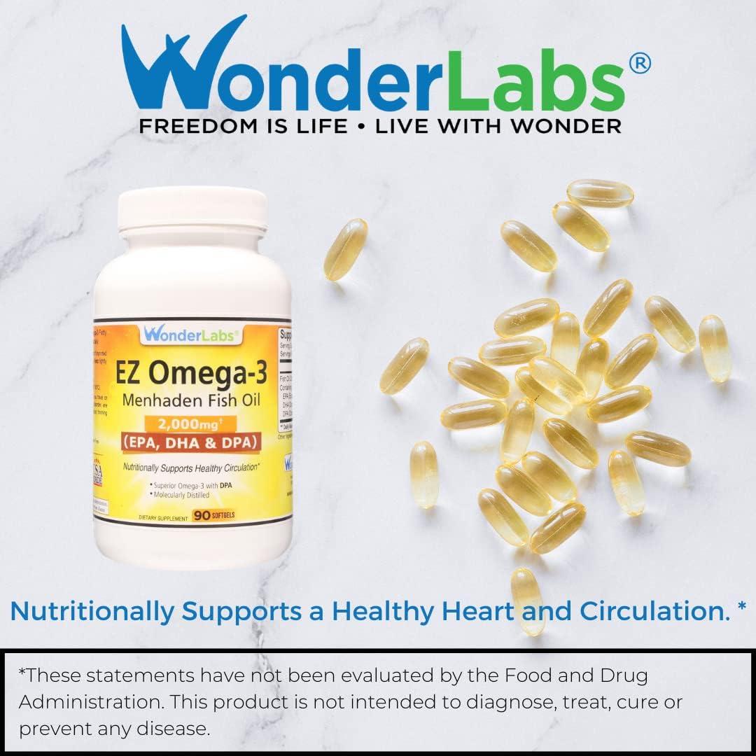 Aceite de Pescado Menhaden Omega-3 Wonder Labs 2000 mg 90 Cápsulas