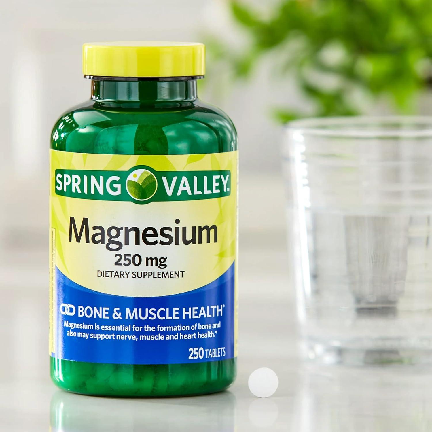 Suplemento de Magnesio Spring Valley 250mg 250 Tabletas