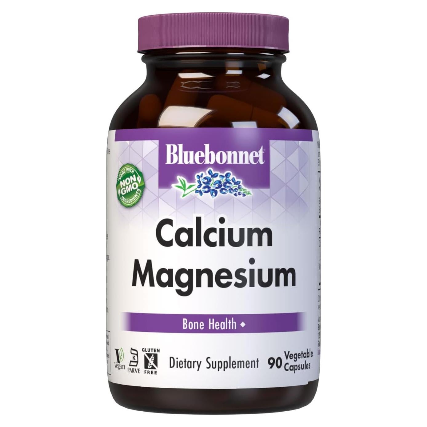 Calcio y Magnesio Bluebonnet 90 Cápsulas Veganas Sin Gluten