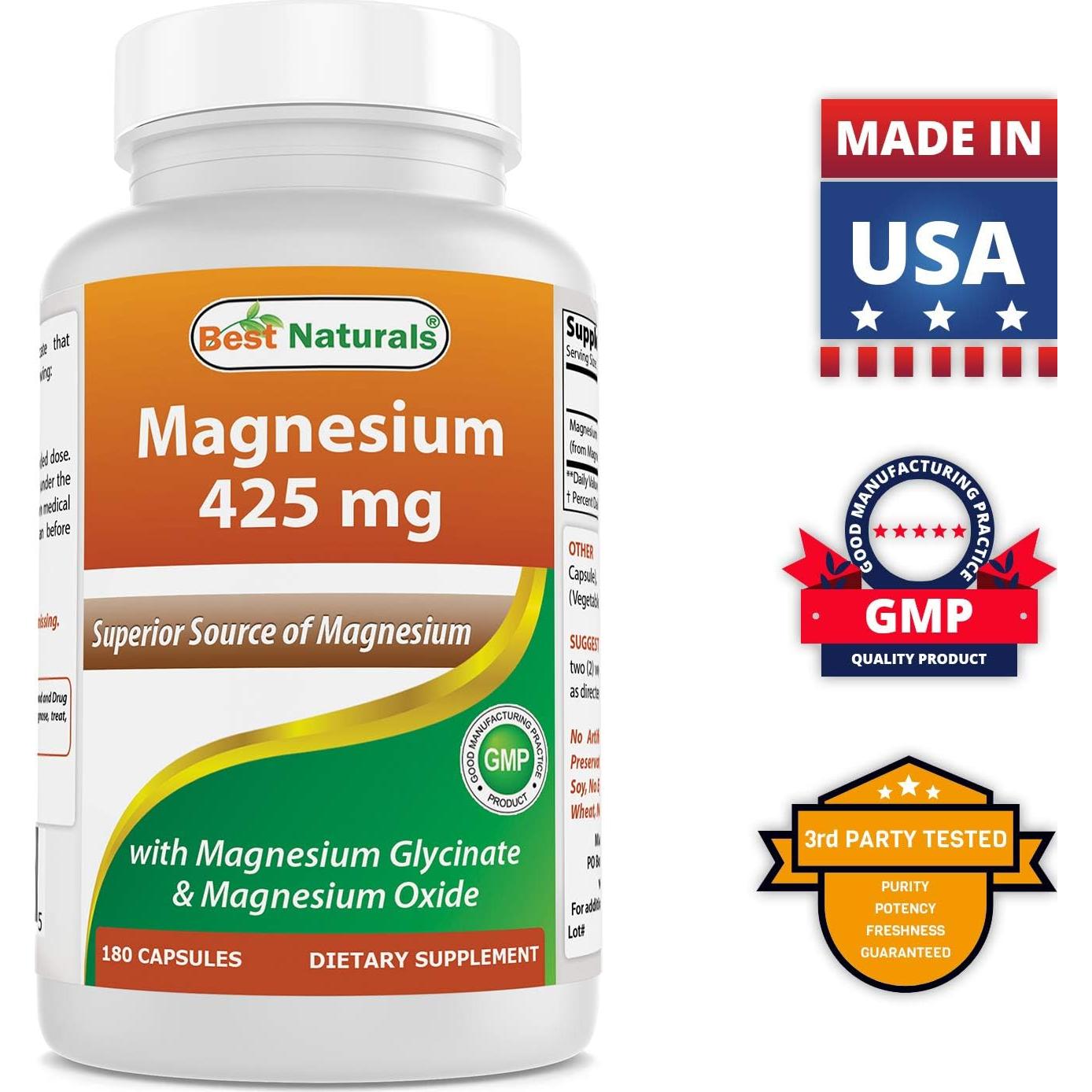 Mejores Naturales Magnesio 425 mg 360 Cápsulas Vegetales