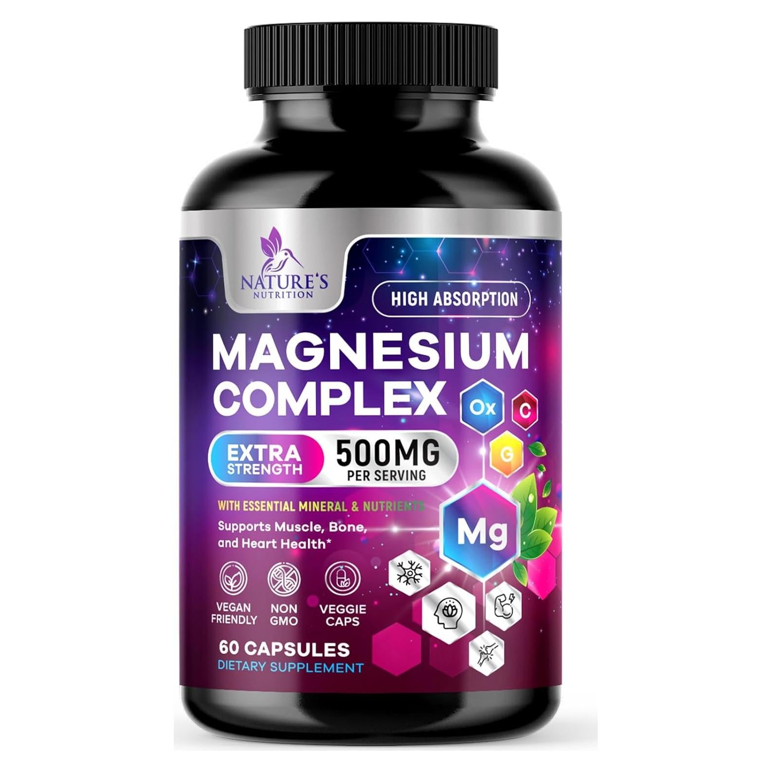 Suplemento de Magnesio 500 mg Nature's Nutrition - 60 Cápsulas