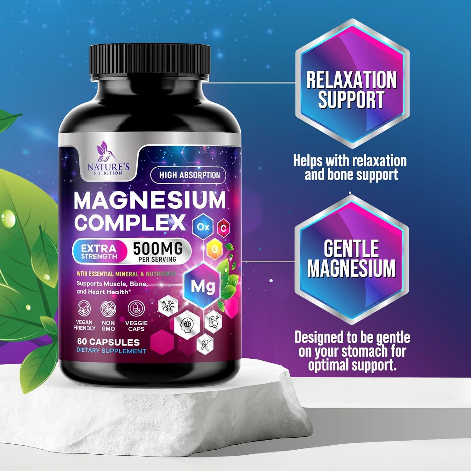 Suplemento de Magnesio 500 mg Nature's Nutrition - 60 Cápsulas