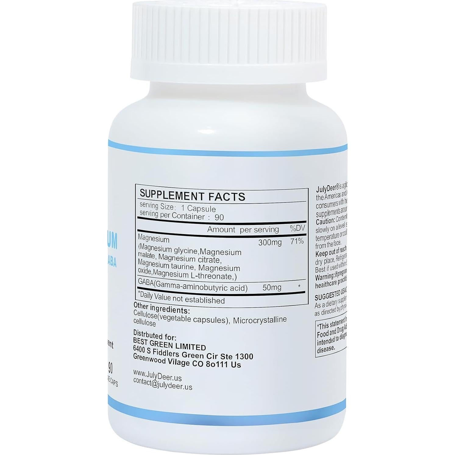 Complejo de Magnesio JulyDeer 350mg | 90 Cápsulas Veganas