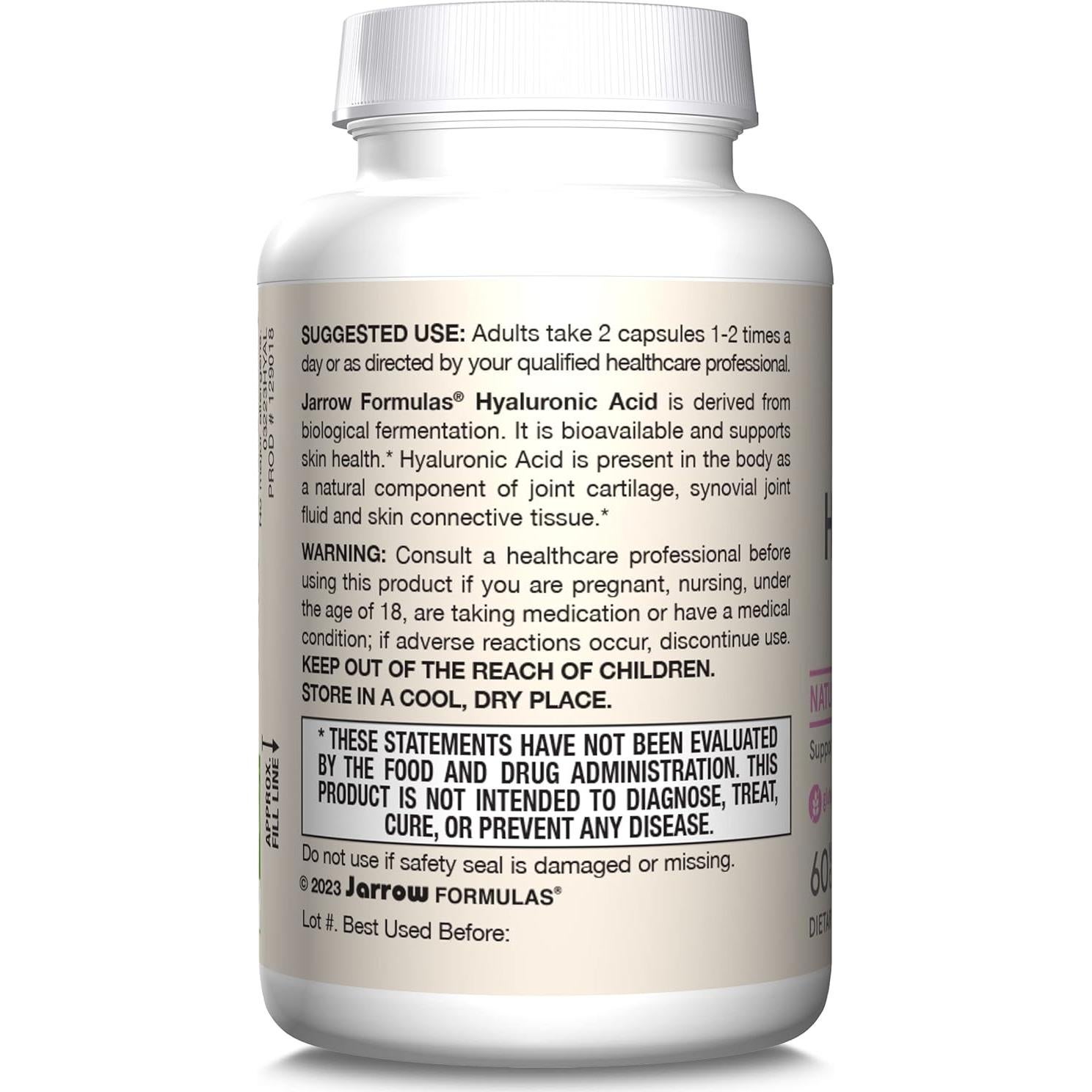 Suplemento Ácido Hialurónico Jarrow Formulas 120 mg 60 Cápsulas