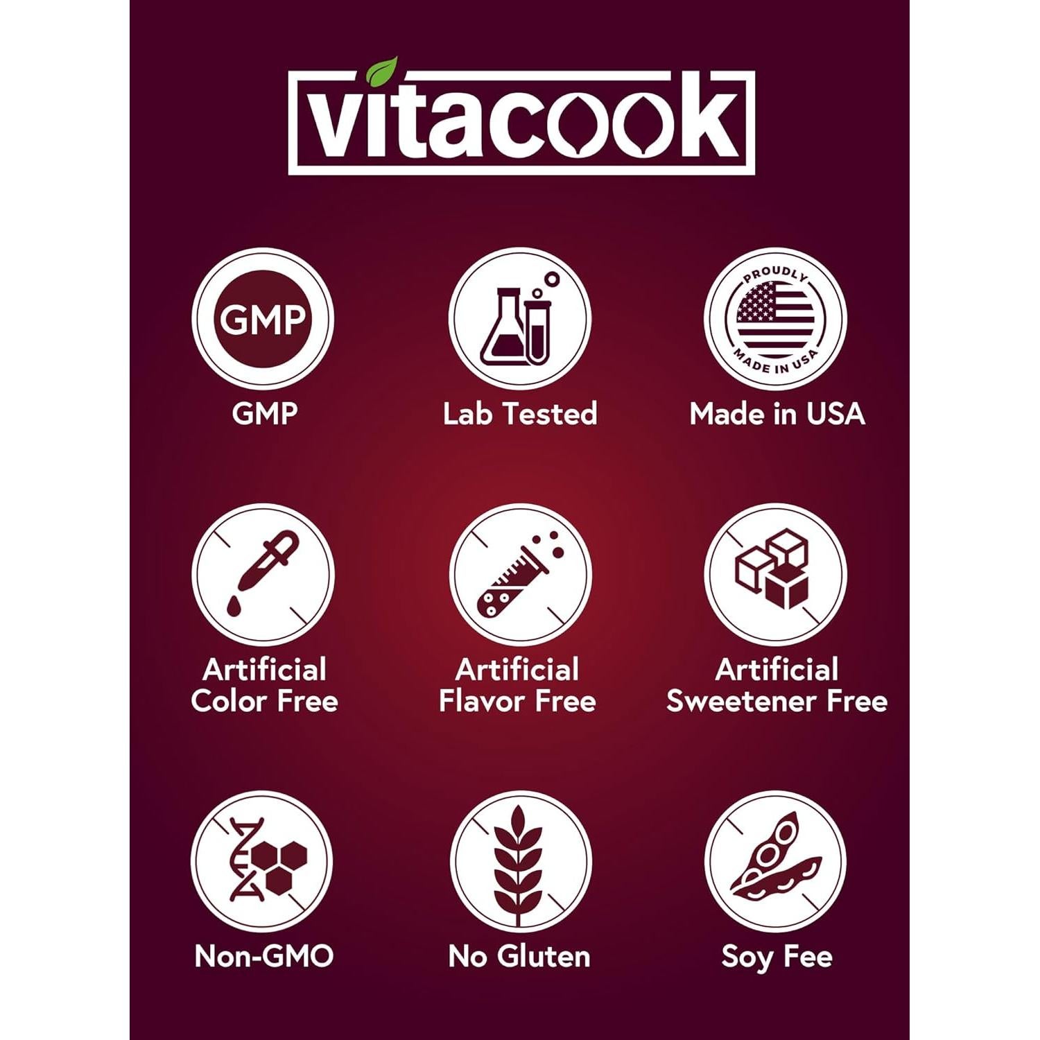 Suplemento de Hierro Vitacook 65mg con Vitamina C 250mg 180 Tabletas