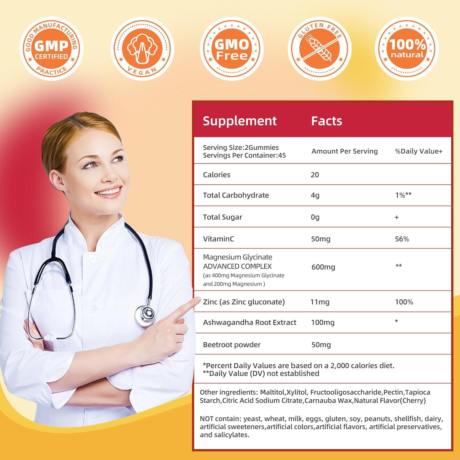 Gomitas de Glicinato de Magnesio DREAVIO 90 Conteos Sin Azúcar