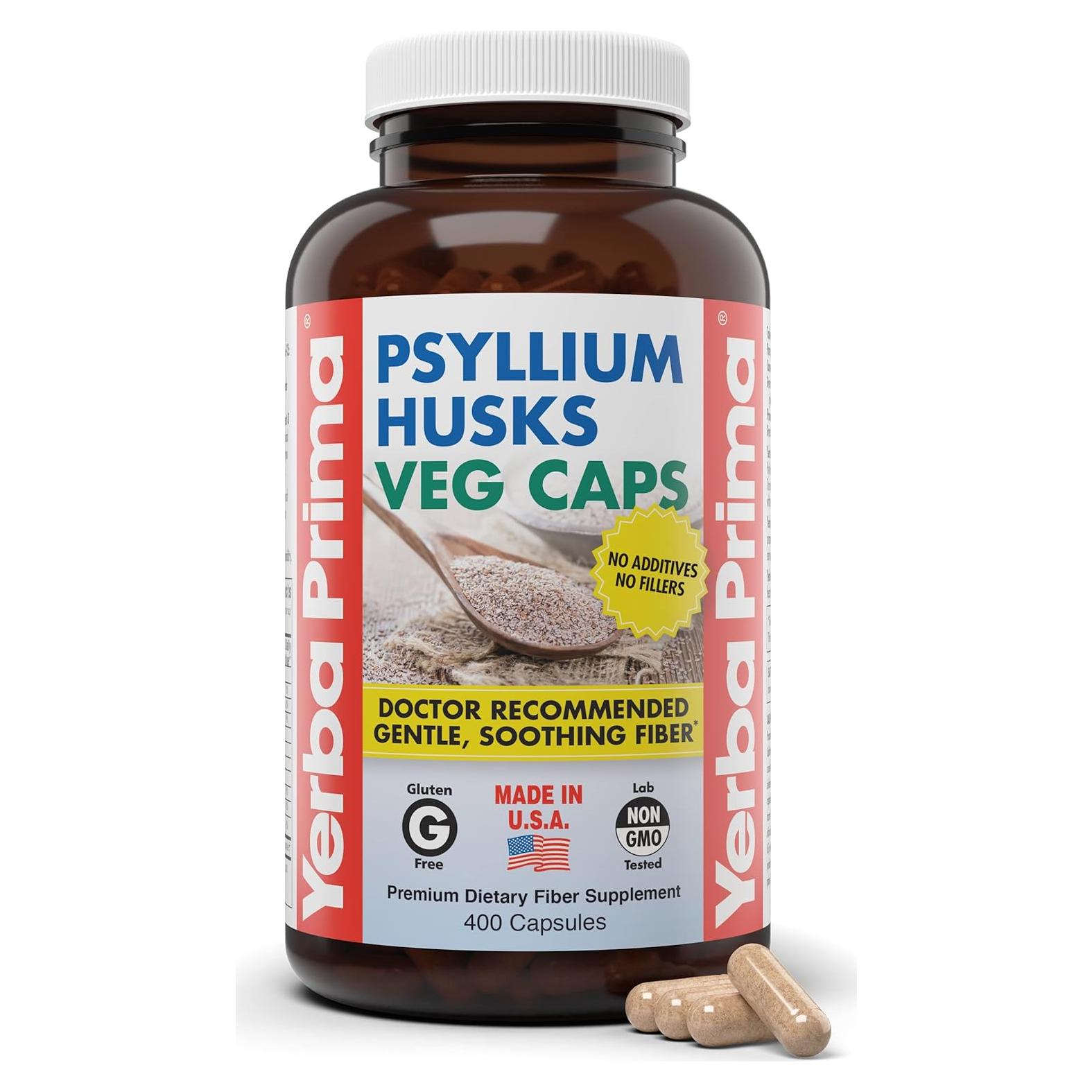 Cápsulas de Psyllium Yerba Prima 400 Unidades 625mg Veganas
