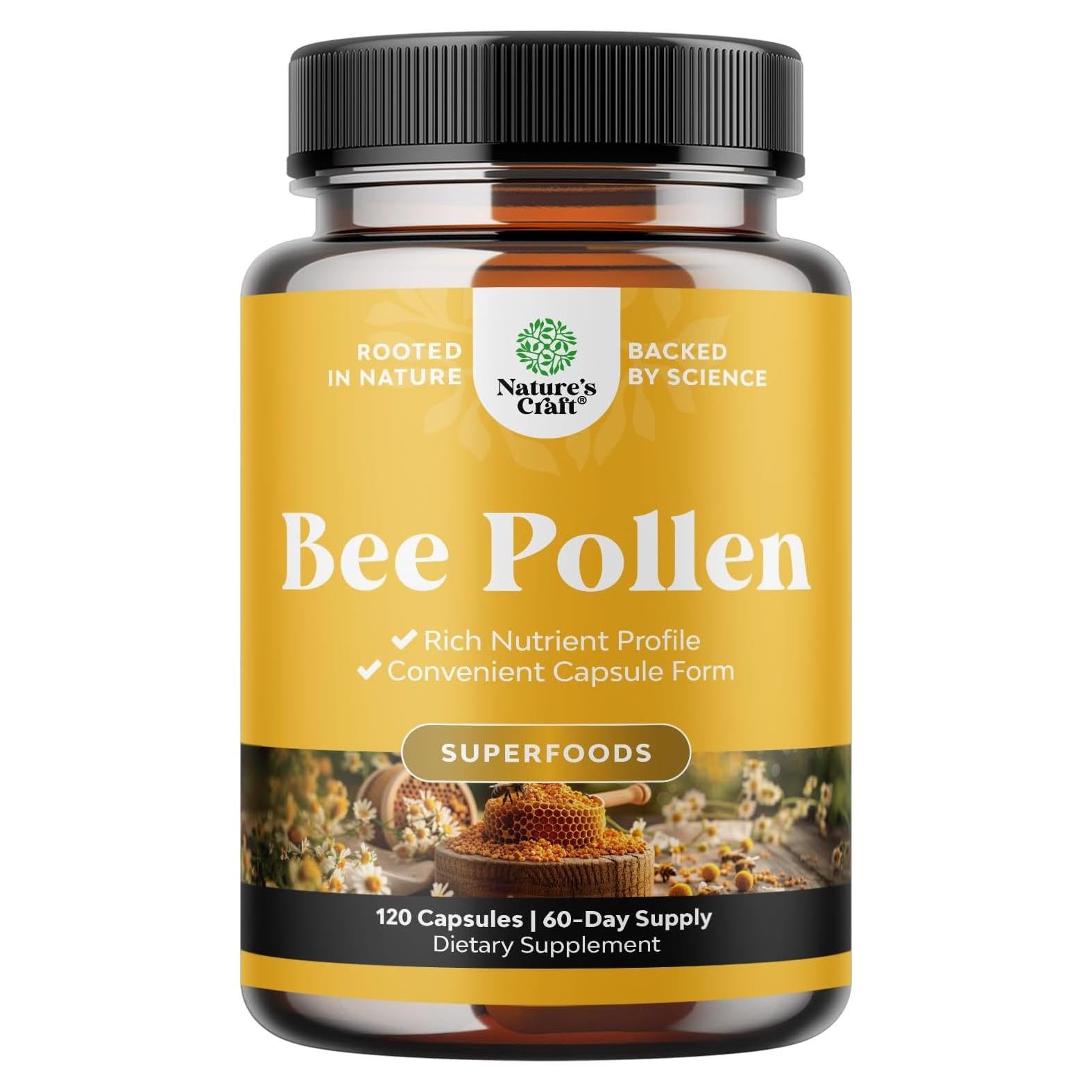 Suplemento de Polen de Abeja Natures Craft 120 Cápsulas 1000mg