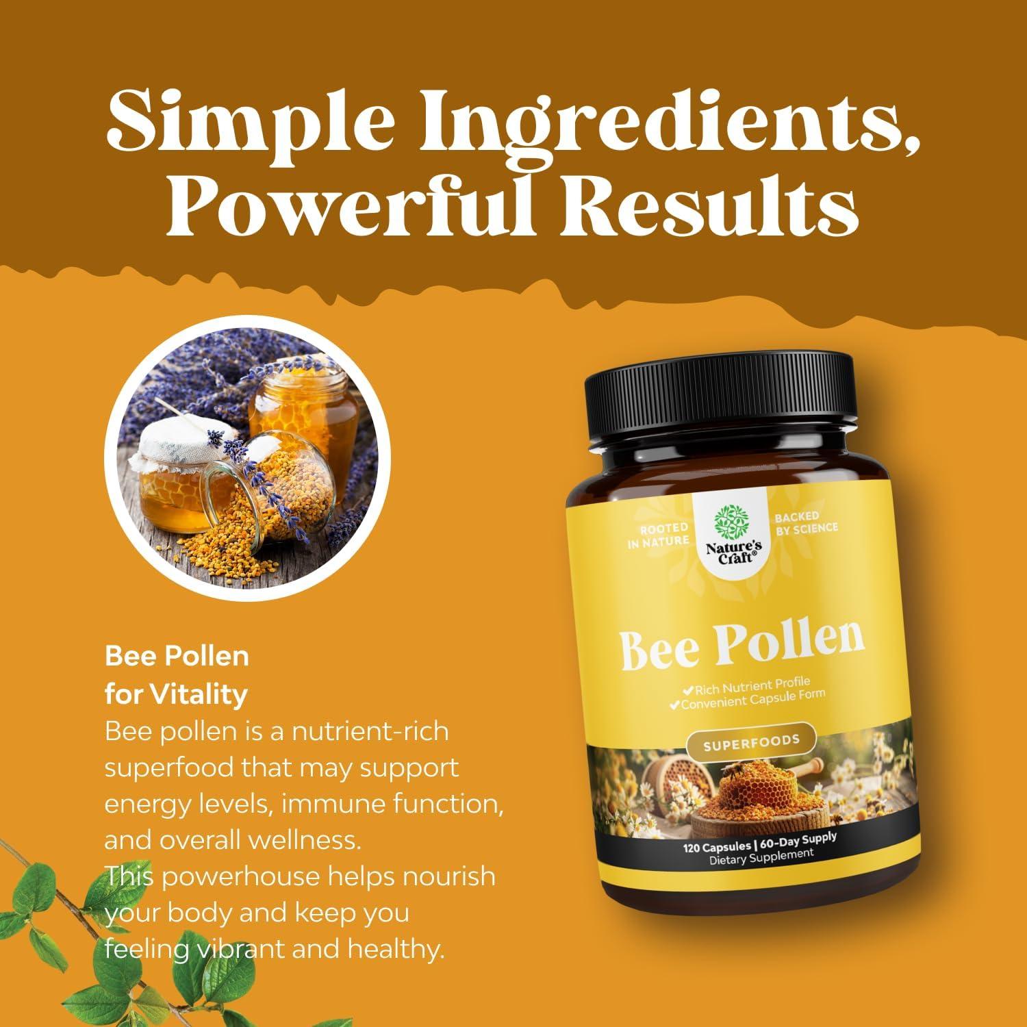 Suplemento de Polen de Abeja Natures Craft 120 Cápsulas 1000mg